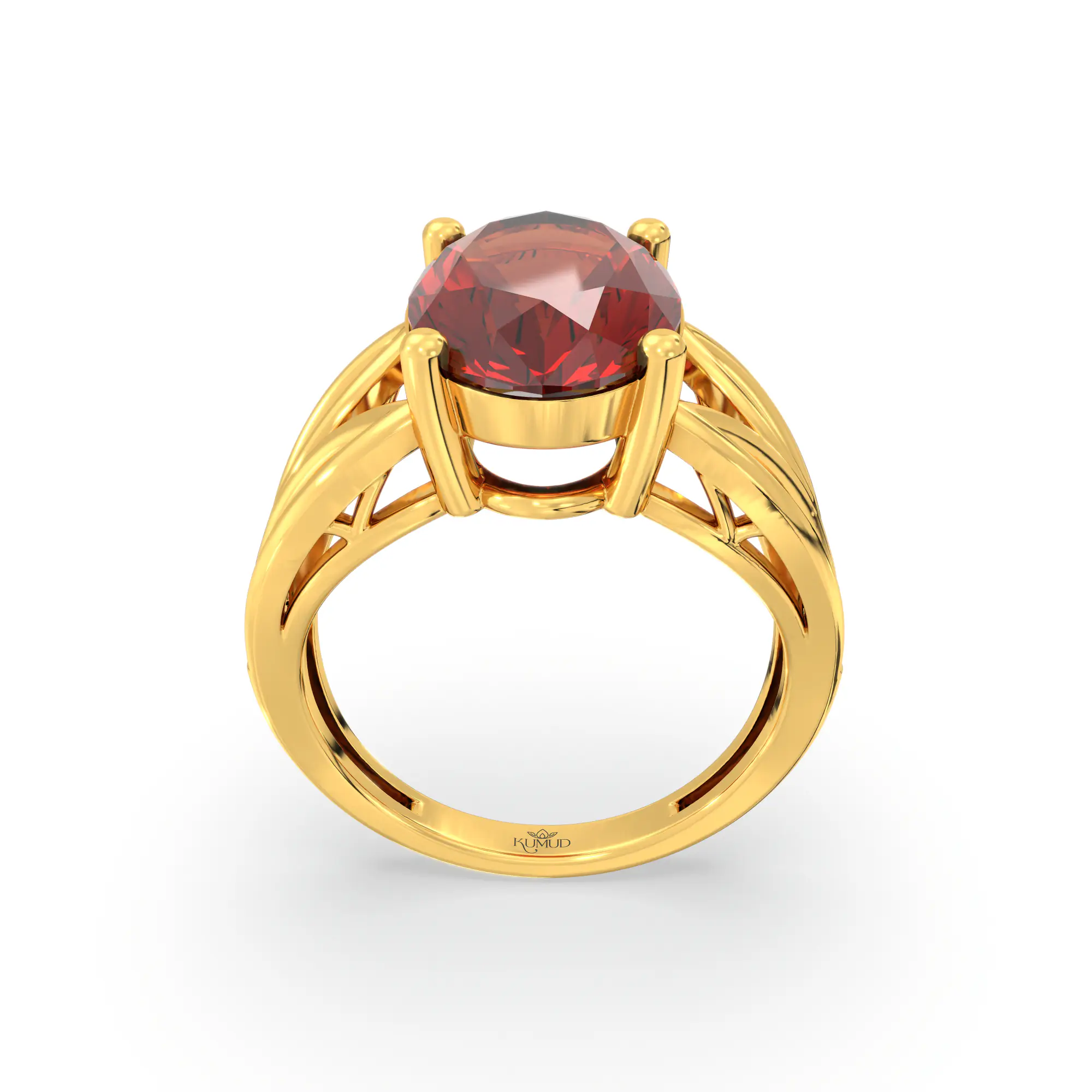 Hessonite (Gomed) Ring for Women in 22K Yellow Gold – Oval 13x8 mm, Prong Setting, 6 g (Design K17B-4) thumbnail