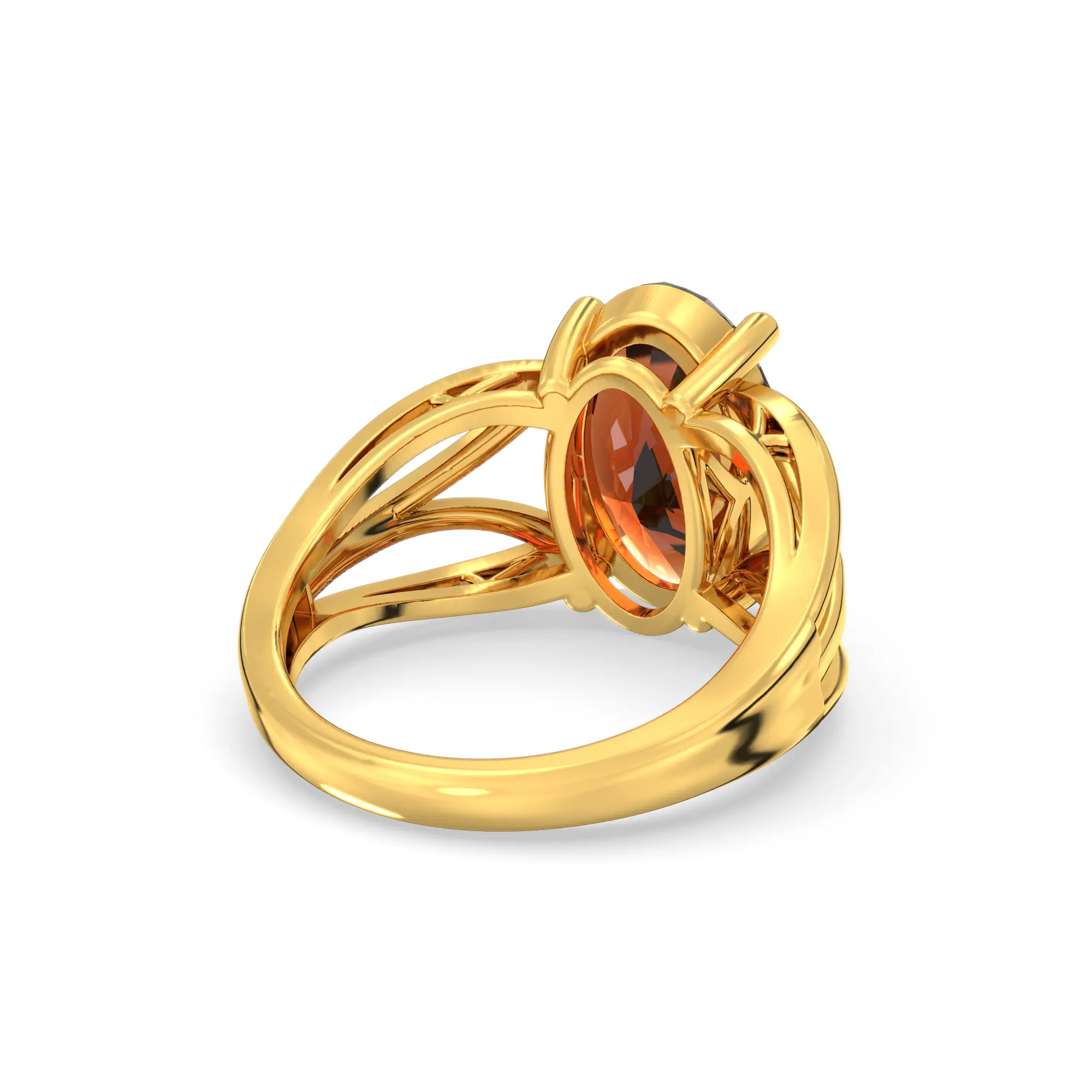 Hessonite (Gomed) Ring for Women in 22K Yellow Gold – Oval 13x8 mm, Prong Setting, 6 g (Design K17B-4) thumbnail