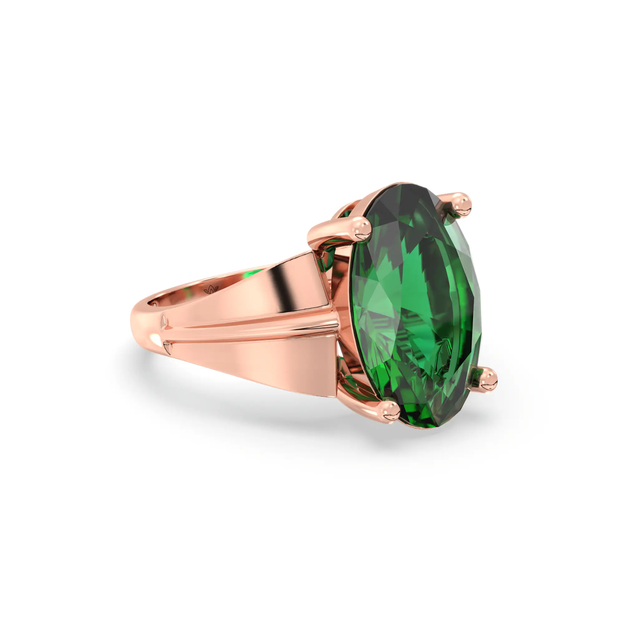 Emerald (Panna) Ring for Women in 18K Rose Gold – Oval 13x8 mm, Prong Setting, 5 g (Design K17B-5) thumbnail