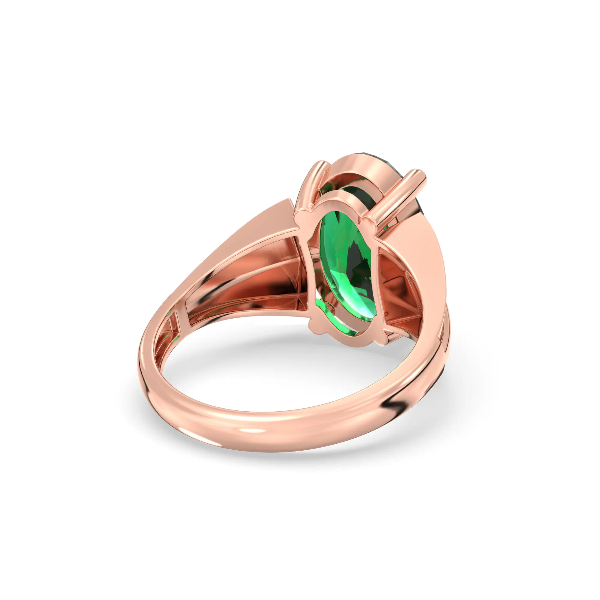 Emerald (Panna) Ring for Women in 18K Rose Gold – Oval 13x8 mm, Prong Setting, 5 g (Design K17B-5) thumbnail