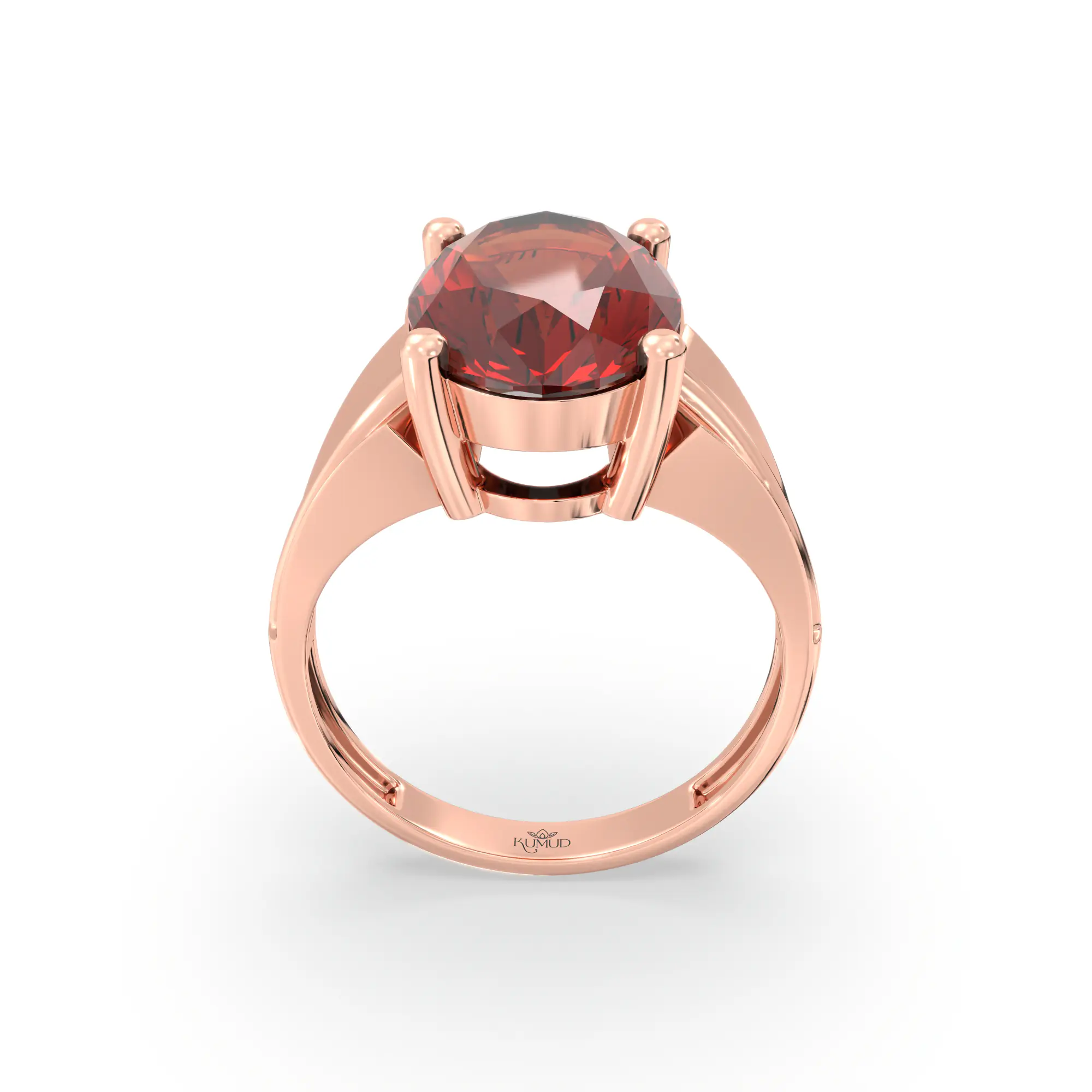 Hessonite (Gomed) Ring for Women in 18K Rose Gold – Oval 13x8 mm, Prong Setting, 5 g (Design K17B-5) thumbnail