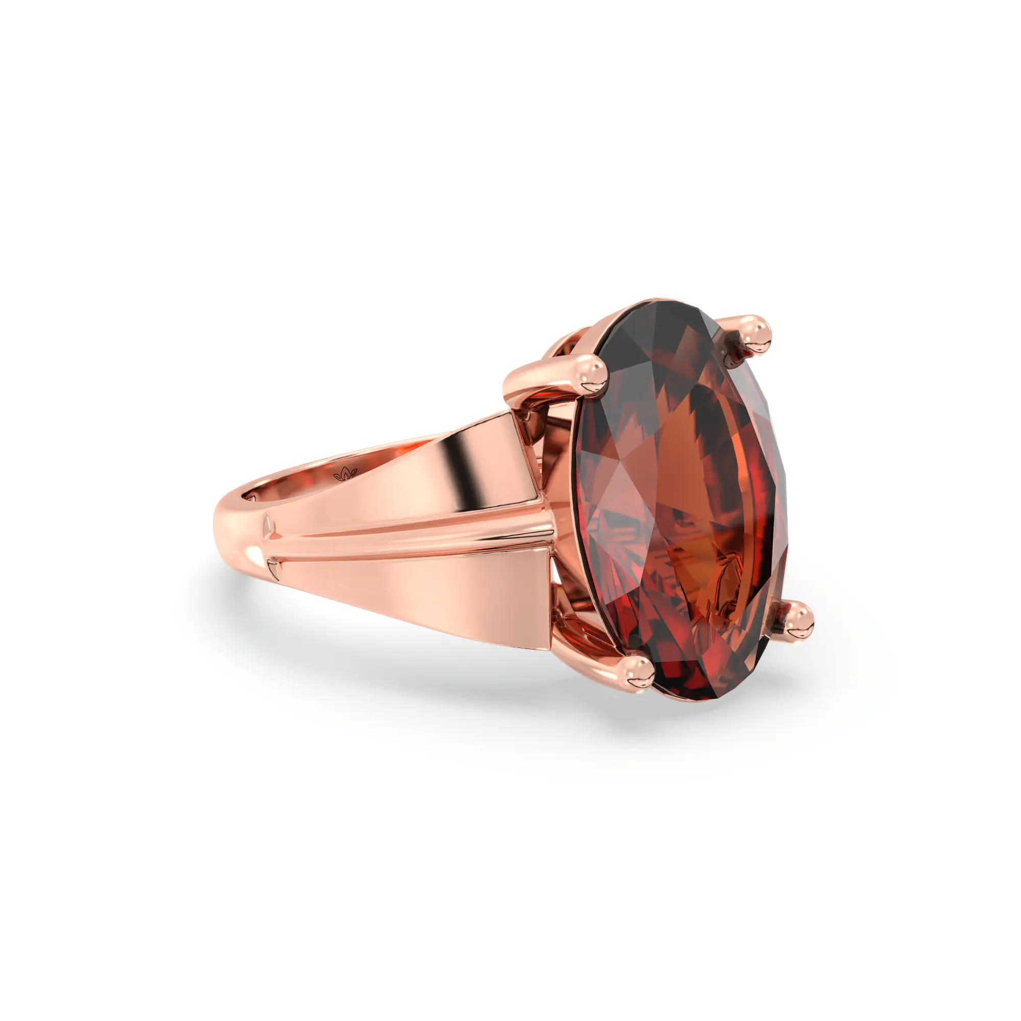 Hessonite (Gomed) Ring for Women in 18K Rose Gold – Oval 13x8 mm, Prong Setting, 5 g (Design K17B-5) thumbnail