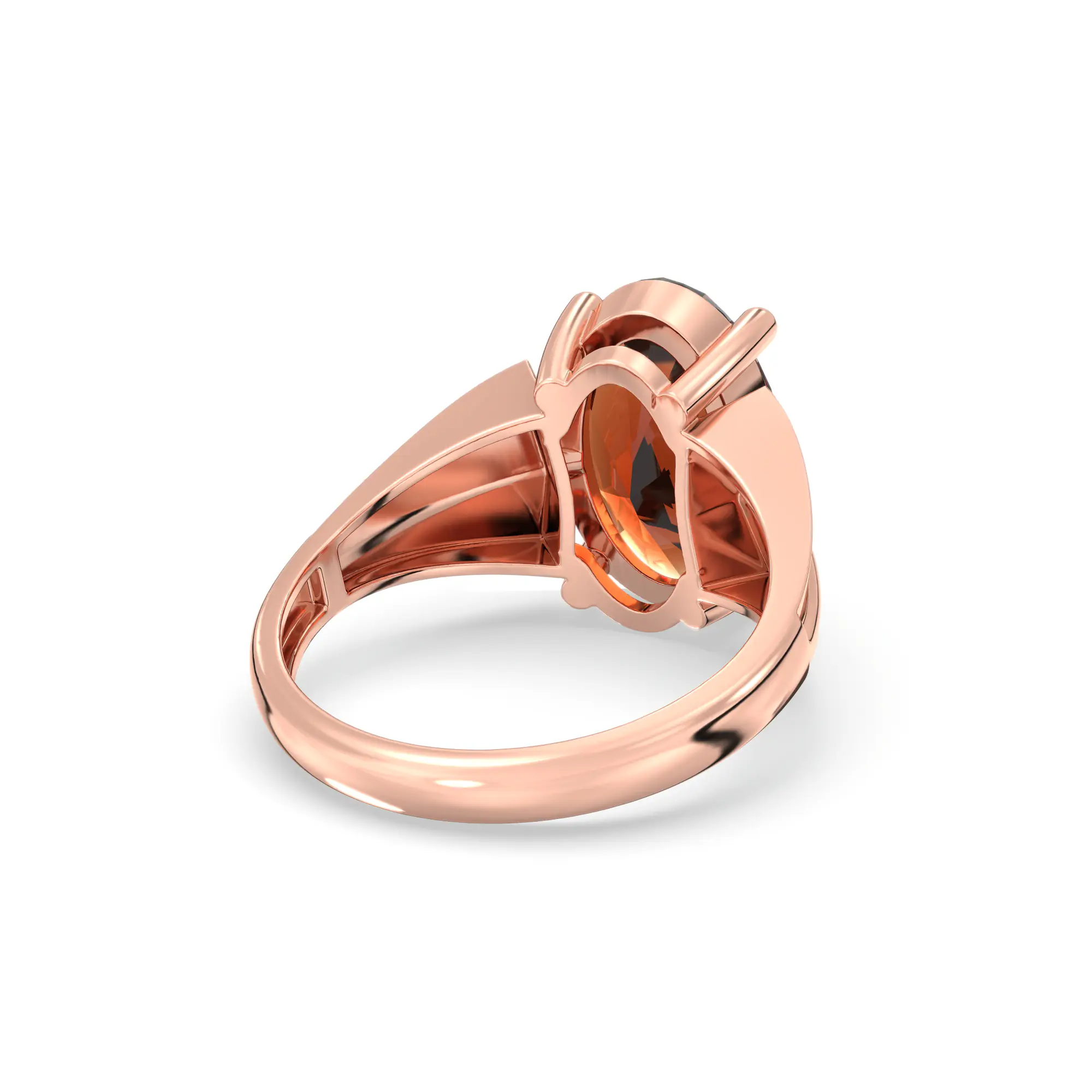 Hessonite (Gomed) Ring for Women in 18K Rose Gold – Oval 13x8 mm, Prong Setting, 5 g (Design K17B-5) thumbnail