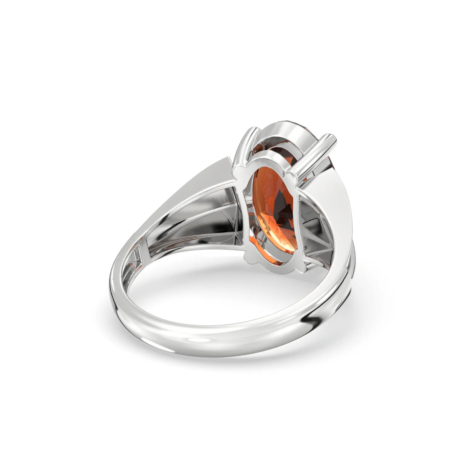Hessonite (Gomed) Ring for Women in 18K White Gold – Oval 13x8 mm, Prong Setting, 5 g (Design K17B-5) thumbnail