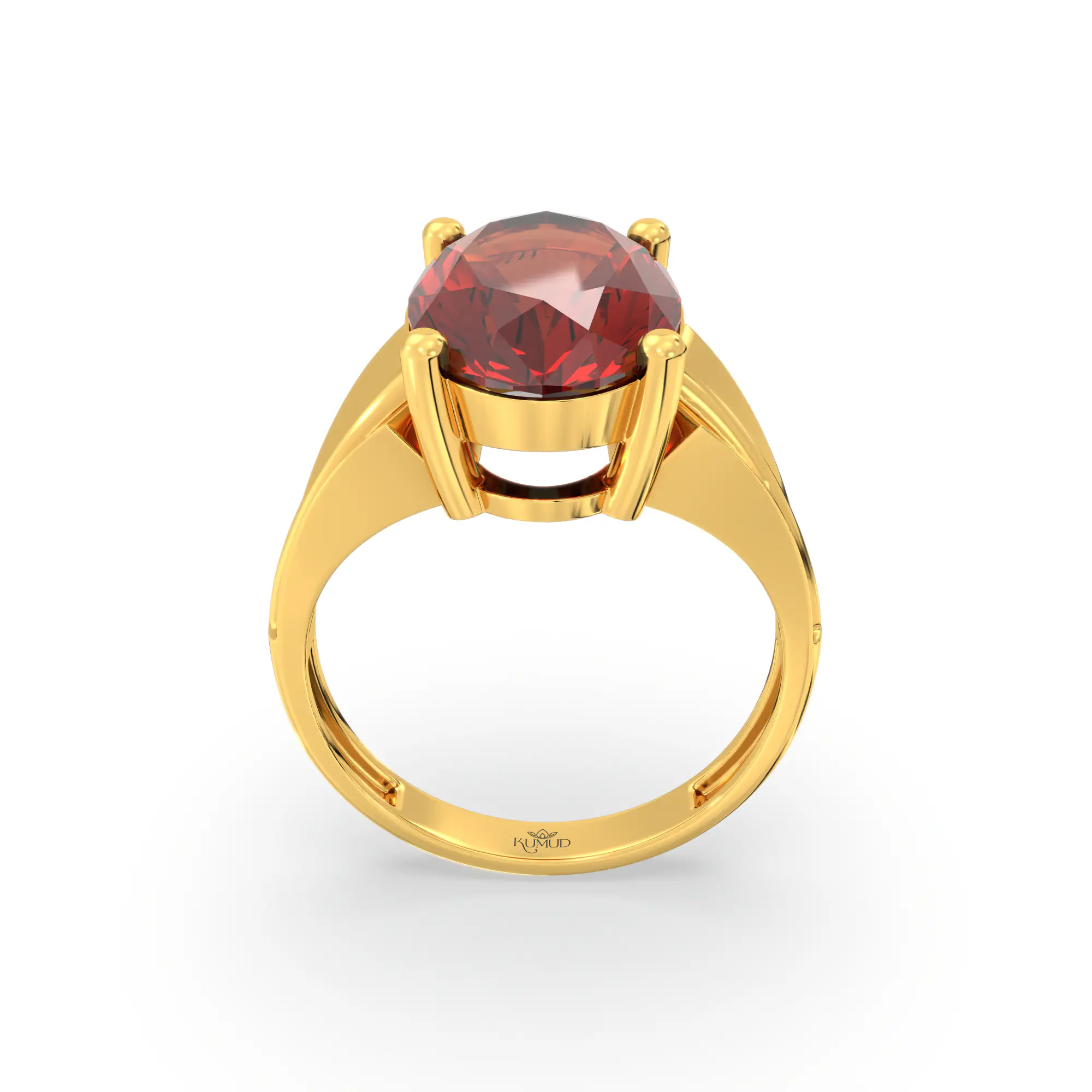 Hessonite (Gomed) Ring for Women in 22K Yellow Gold – Oval 13x8 mm, Prong Setting, 5 g (Design K17B-5) thumbnail