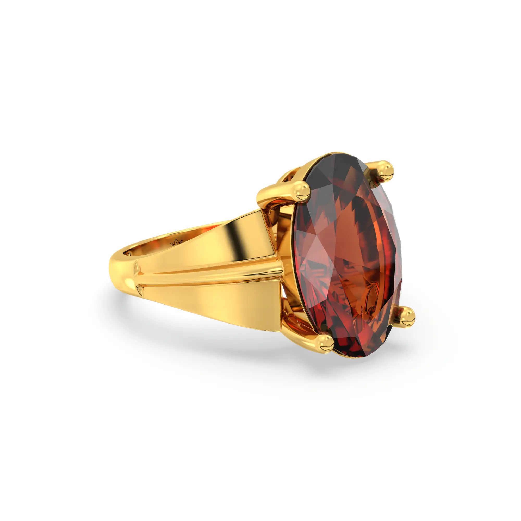 Hessonite (Gomed) Ring for Women in 22K Yellow Gold – Oval 13x8 mm, Prong Setting, 5 g (Design K17B-5) thumbnail