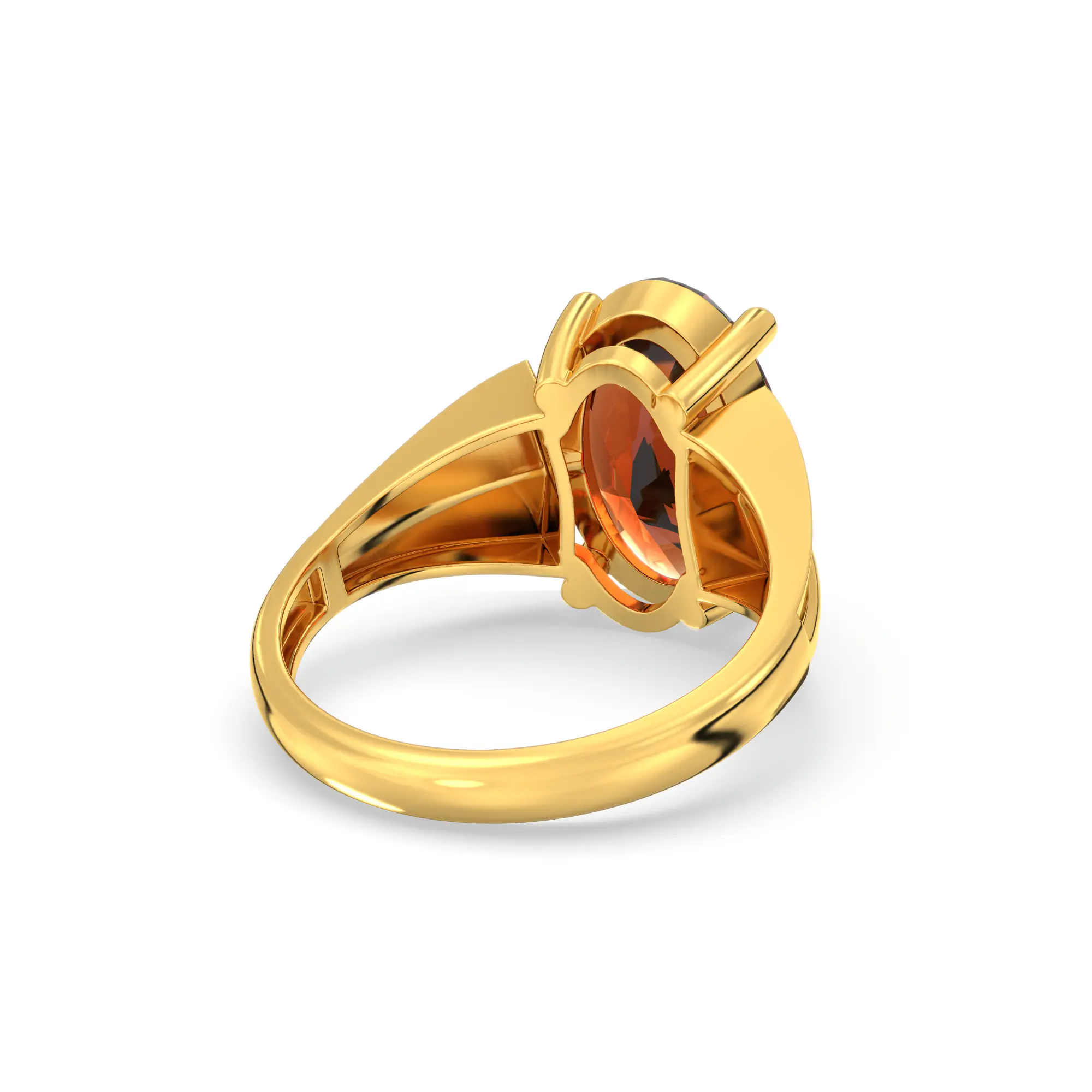 Hessonite (Gomed) Ring for Women in 22K Yellow Gold – Oval 13x8 mm, Prong Setting, 5 g (Design K17B-5) thumbnail