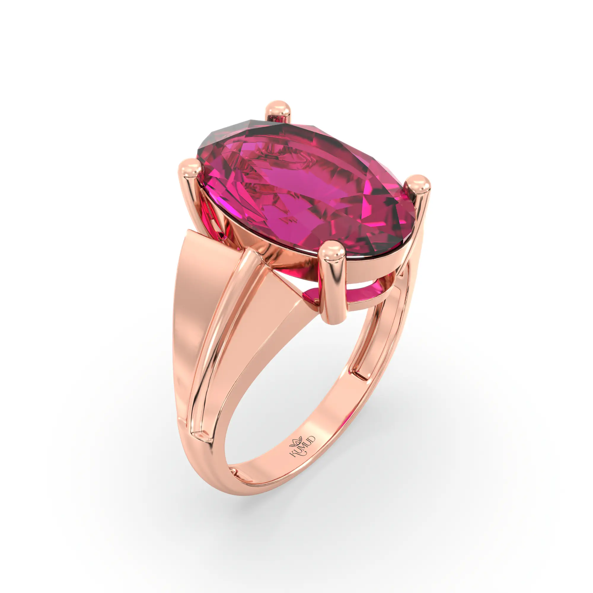 Ruby (Manik) Ring for Women in 18K Rose Gold – Oval 13x8 mm, Prong Setting, 5 g (Design K17B-5) thumbnail
