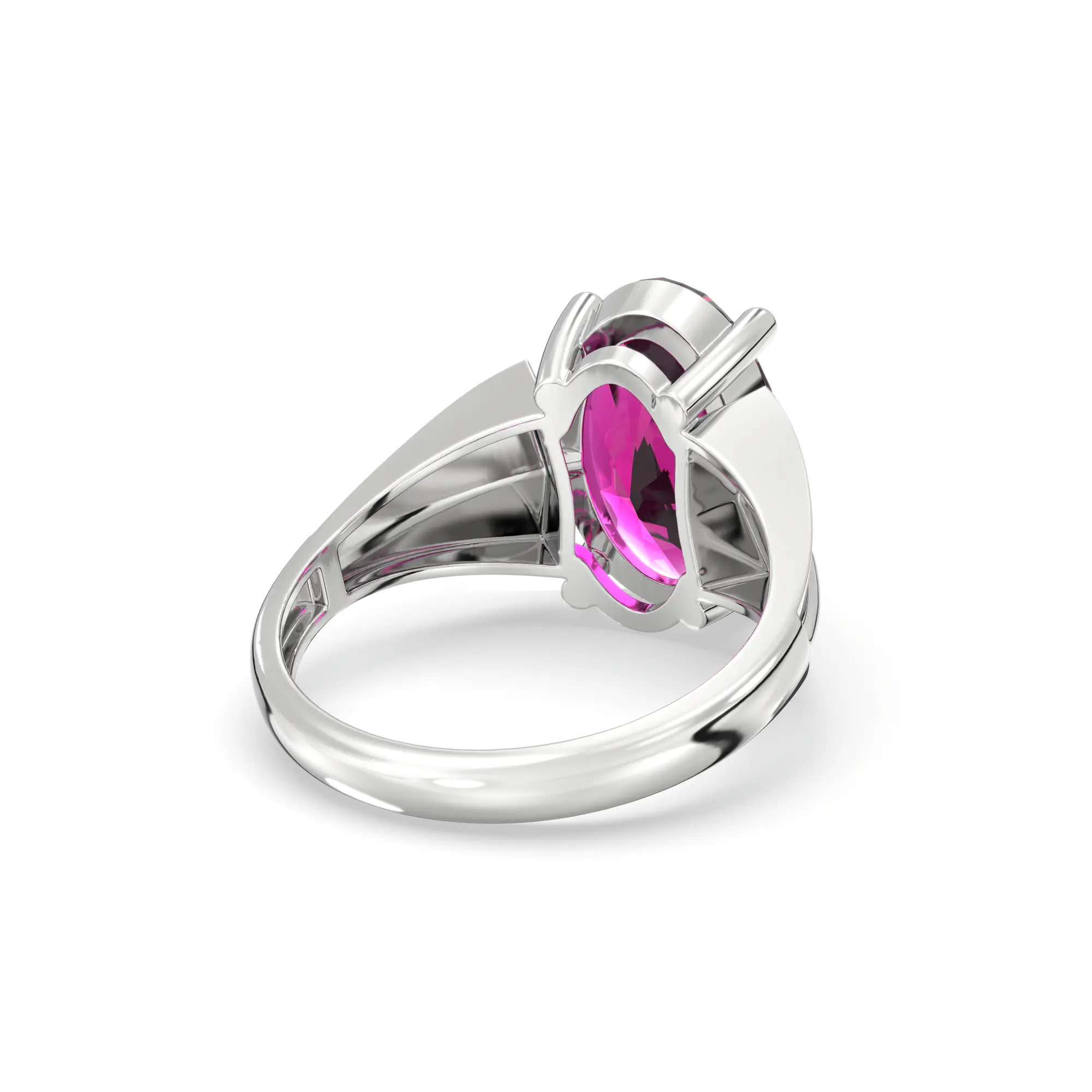 Ruby (Manik) Ring for Women in 18K White Gold – Oval 13x8 mm, Prong Setting, 5 g (Design K17B-5) thumbnail