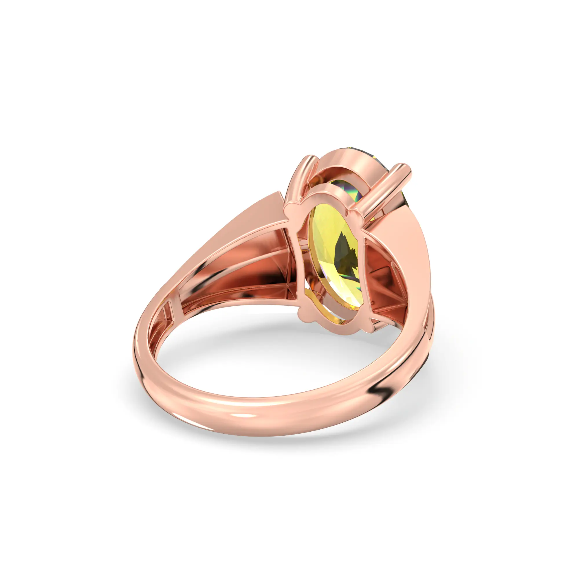 Yellow Sapphire (Pukhraj) Ring for Women in 18K Rose Gold – Oval 13x8 mm, Prong Setting, 5 g (Design K17B-5) thumbnail