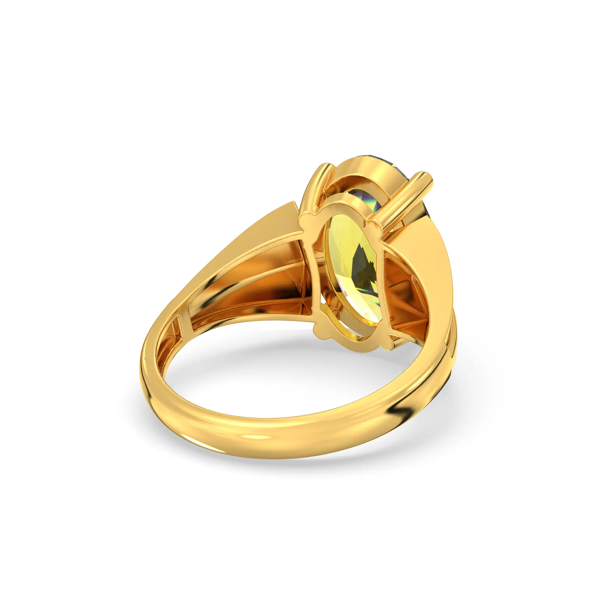 Yellow Sapphire (Pukhraj) Ring for Women in 22K Yellow Gold – Oval 13x8 mm, Prong Setting, 5 g (Design K17B-5) thumbnail