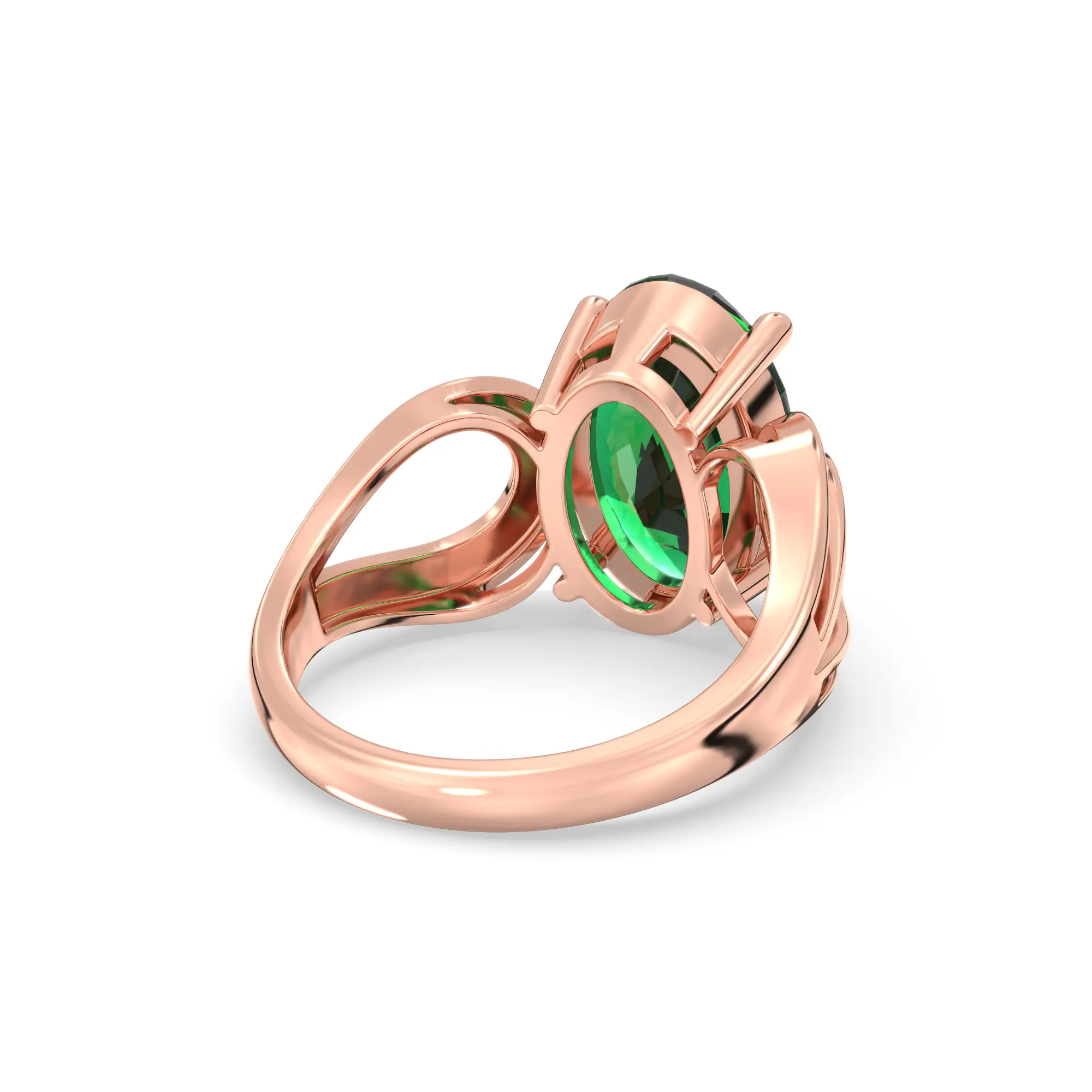 Emerald (Panna) Ring for Women in 18K Rose Gold – Oval 13x8 mm, Prong Setting, 6 g (Design K17B-6) thumbnail