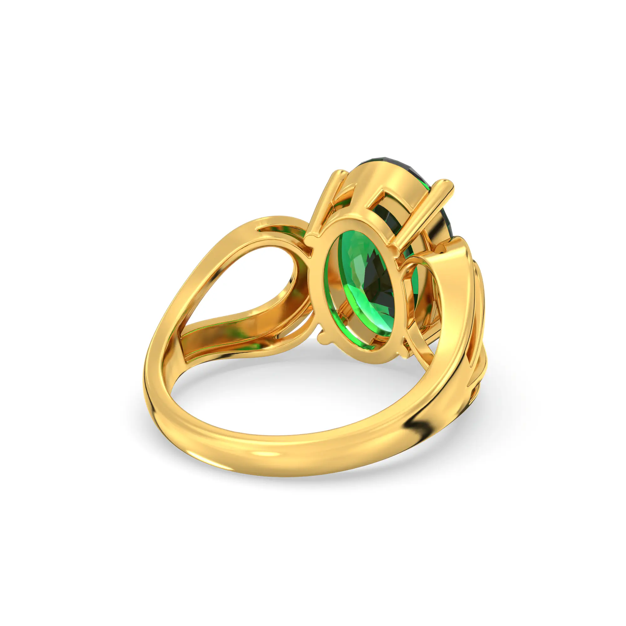 Emerald (Panna) Ring for Women in 22K Yellow Gold – Oval 13x8 mm, Prong Setting, 6 g (Design K17B-6) thumbnail