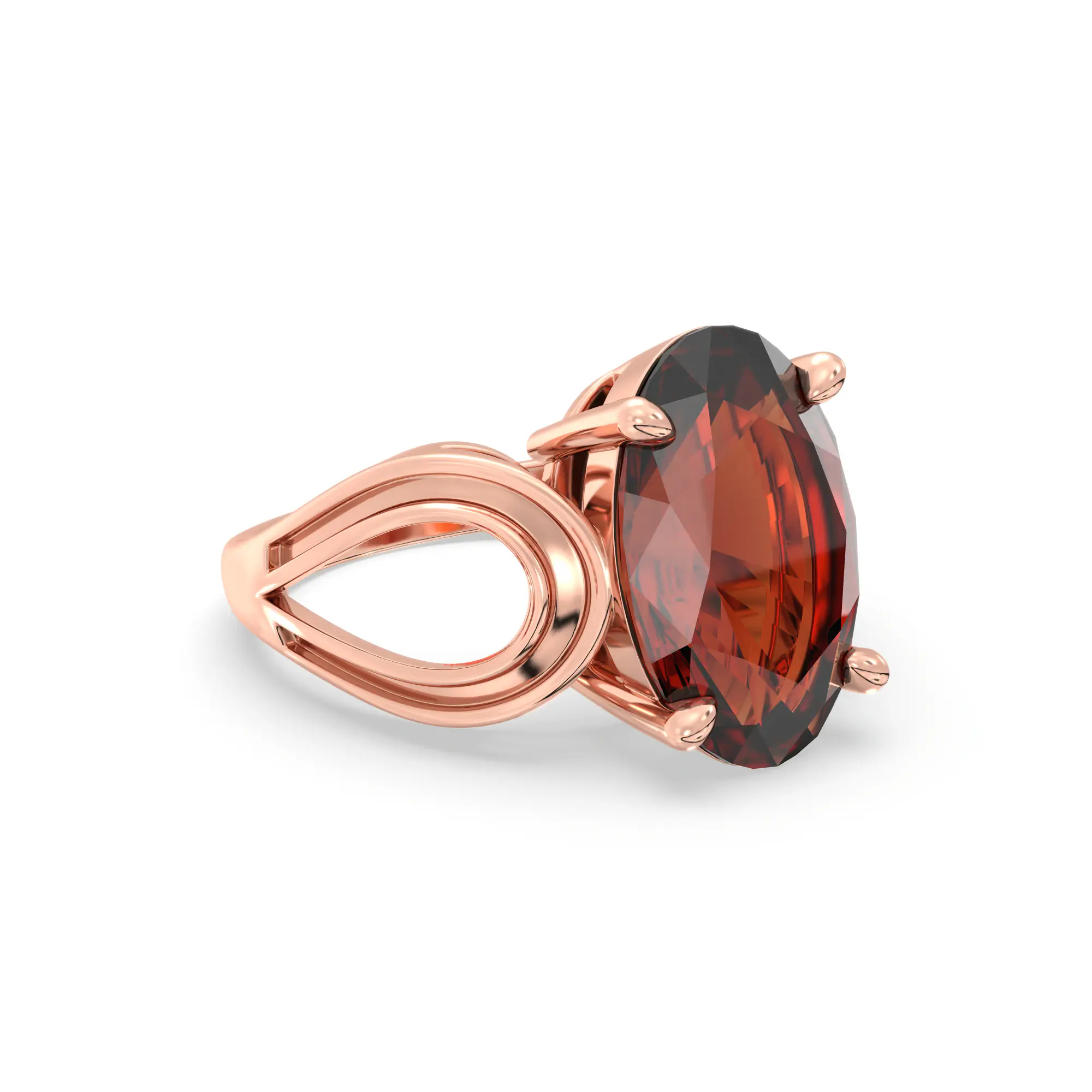 Hessonite (Gomed) Ring for Women in 18K Rose Gold – Oval 13x8 mm, Prong Setting, 6 g (Design K17B-6) thumbnail