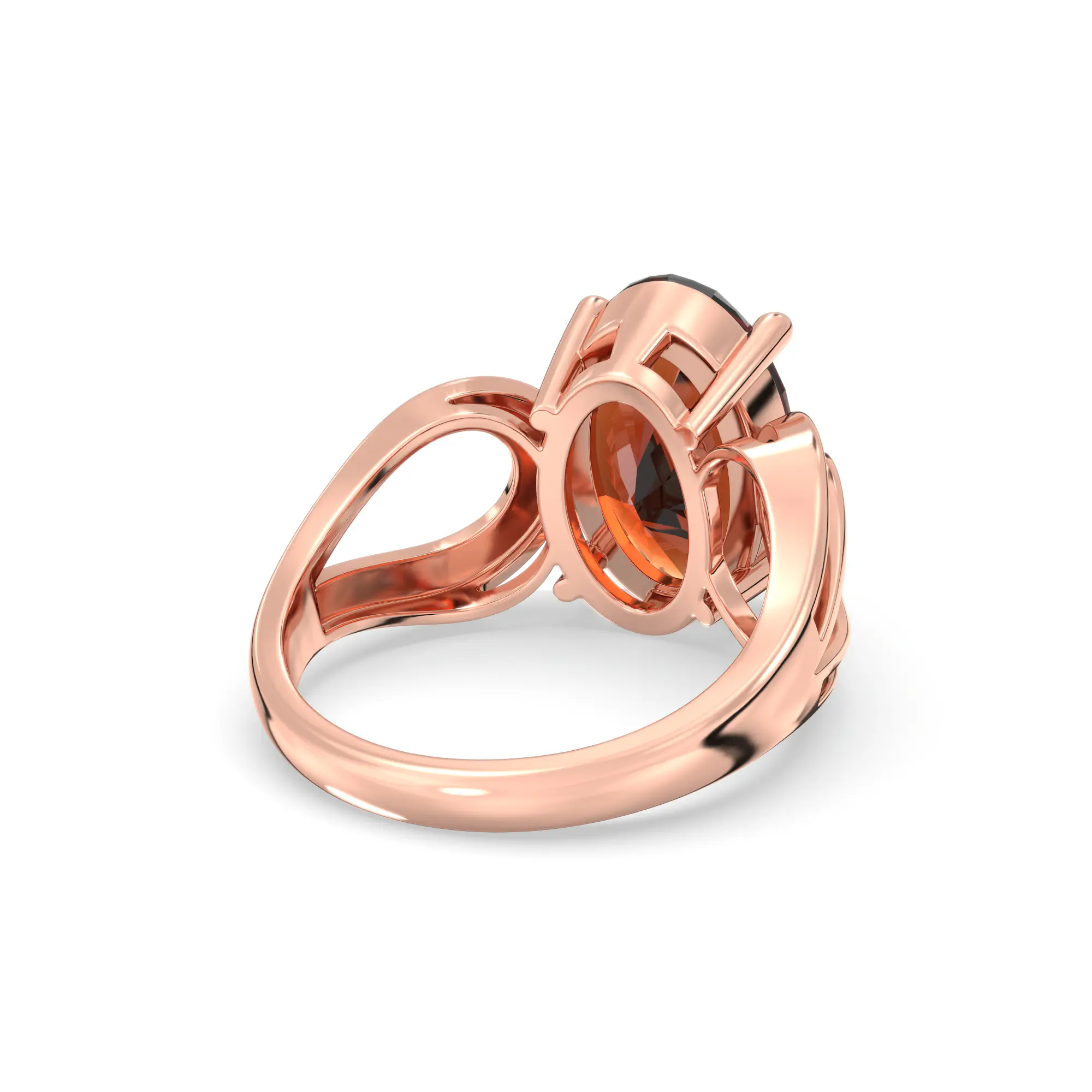 Hessonite (Gomed) Ring for Women in 18K Rose Gold – Oval 13x8 mm, Prong Setting, 6 g (Design K17B-6) thumbnail