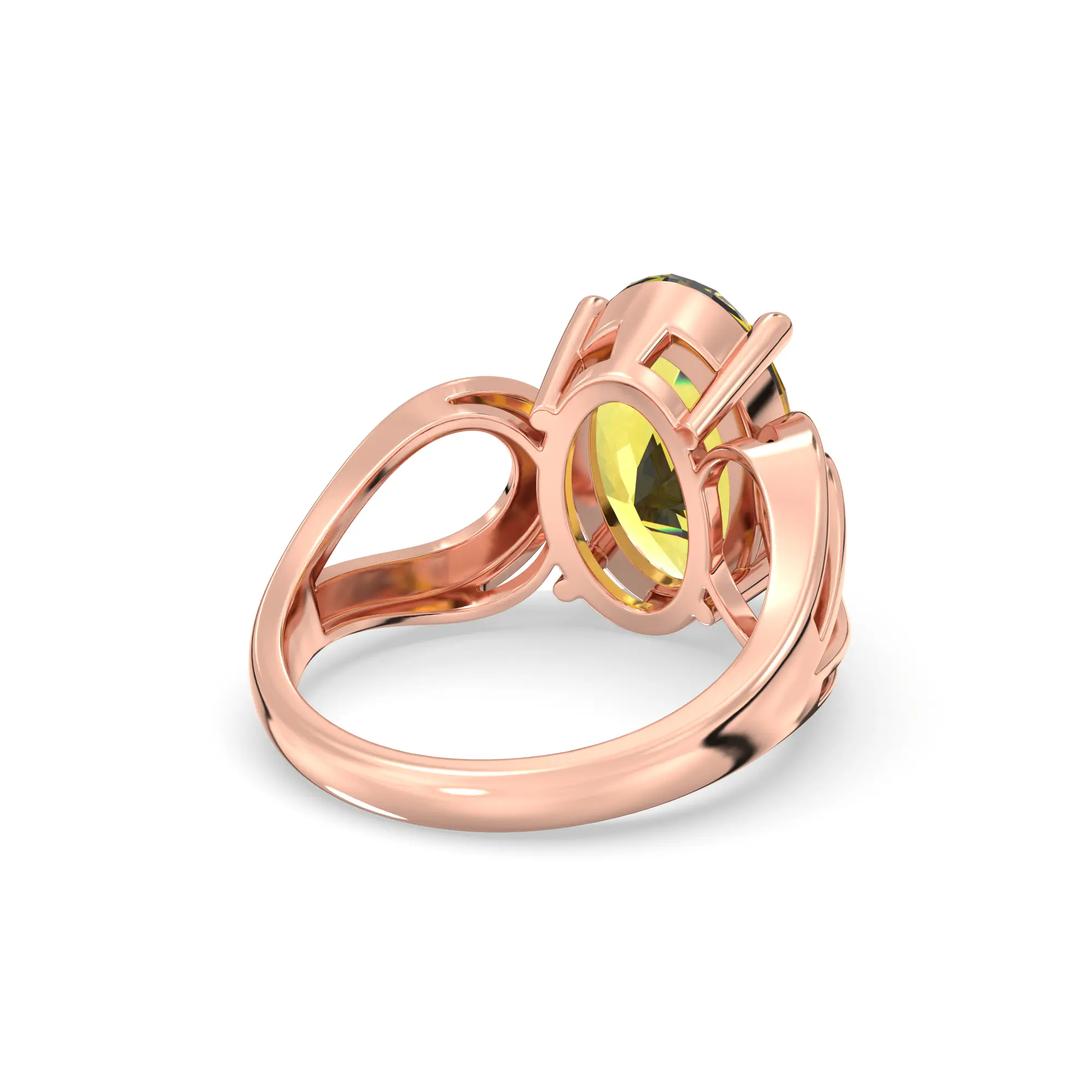 Yellow Sapphire (Pukhraj) Ring for Women in 18K Rose Gold – Oval 13x8 mm, Prong Setting, 6 g (Design K17B-6) thumbnail
