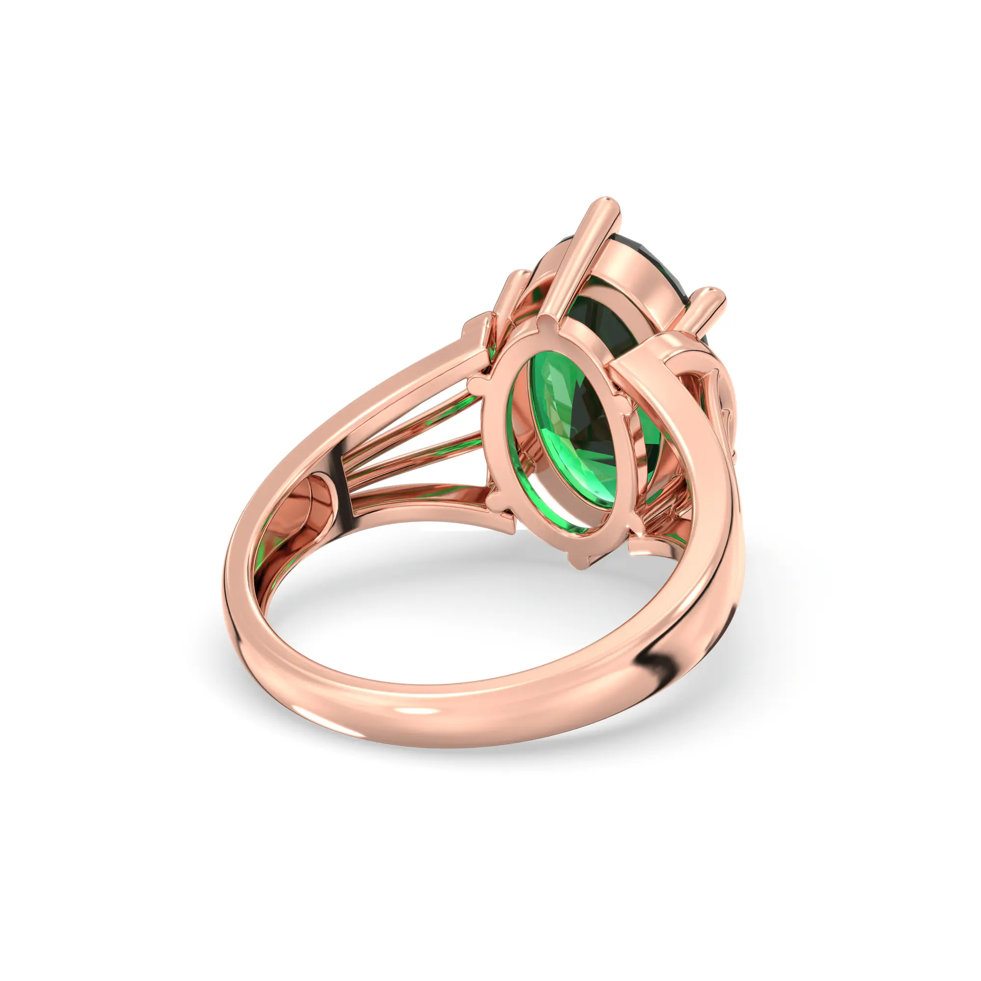 Emerald (Panna) Ring for Women in 18K Rose Gold – Oval 13x8 mm, Prong Setting, 6 g (Design K17B-7) thumbnail