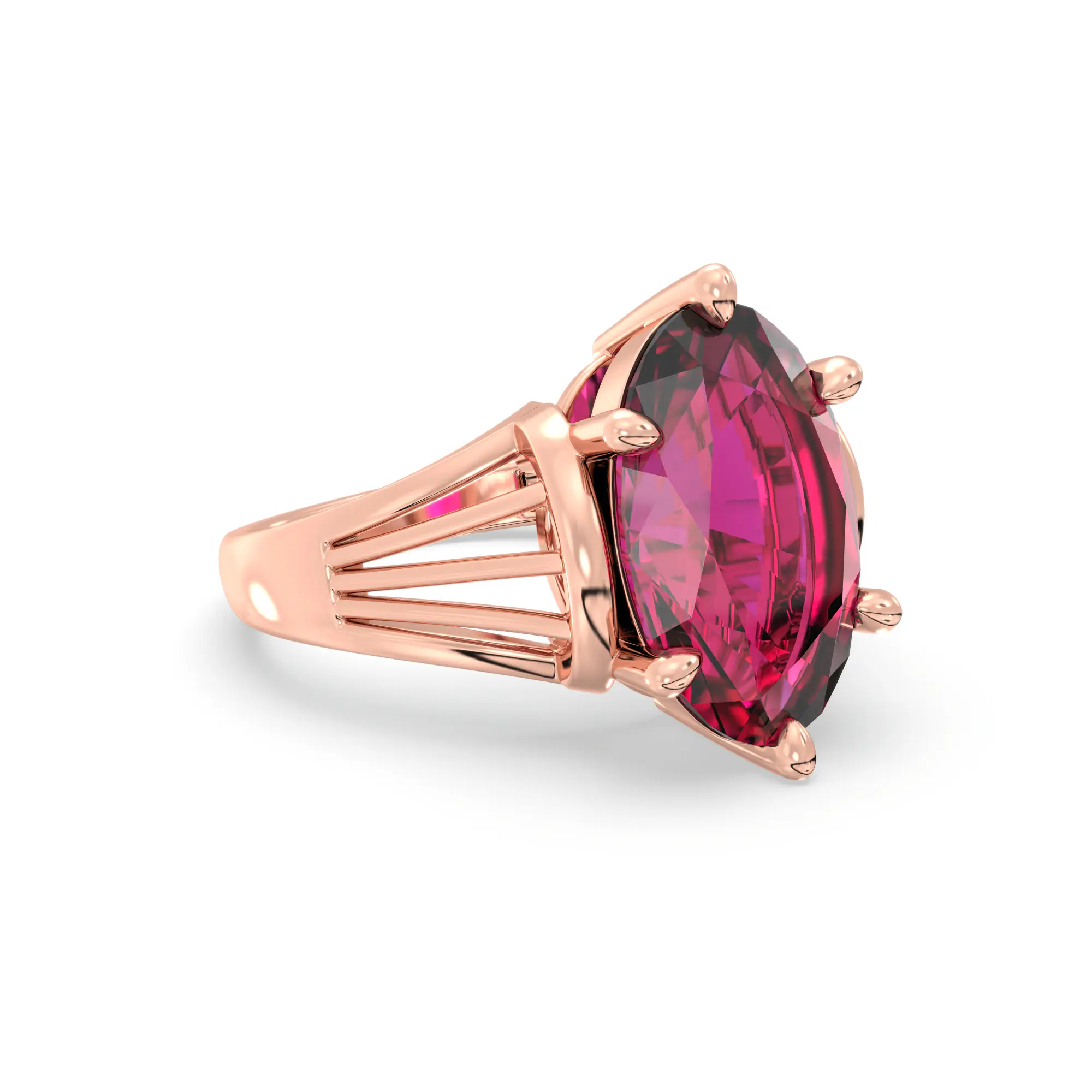 Ruby (Manik) Ring for Women in 18K Rose Gold – Oval 13x8 mm, Prong Setting, 6 g (Design K17B-7) thumbnail