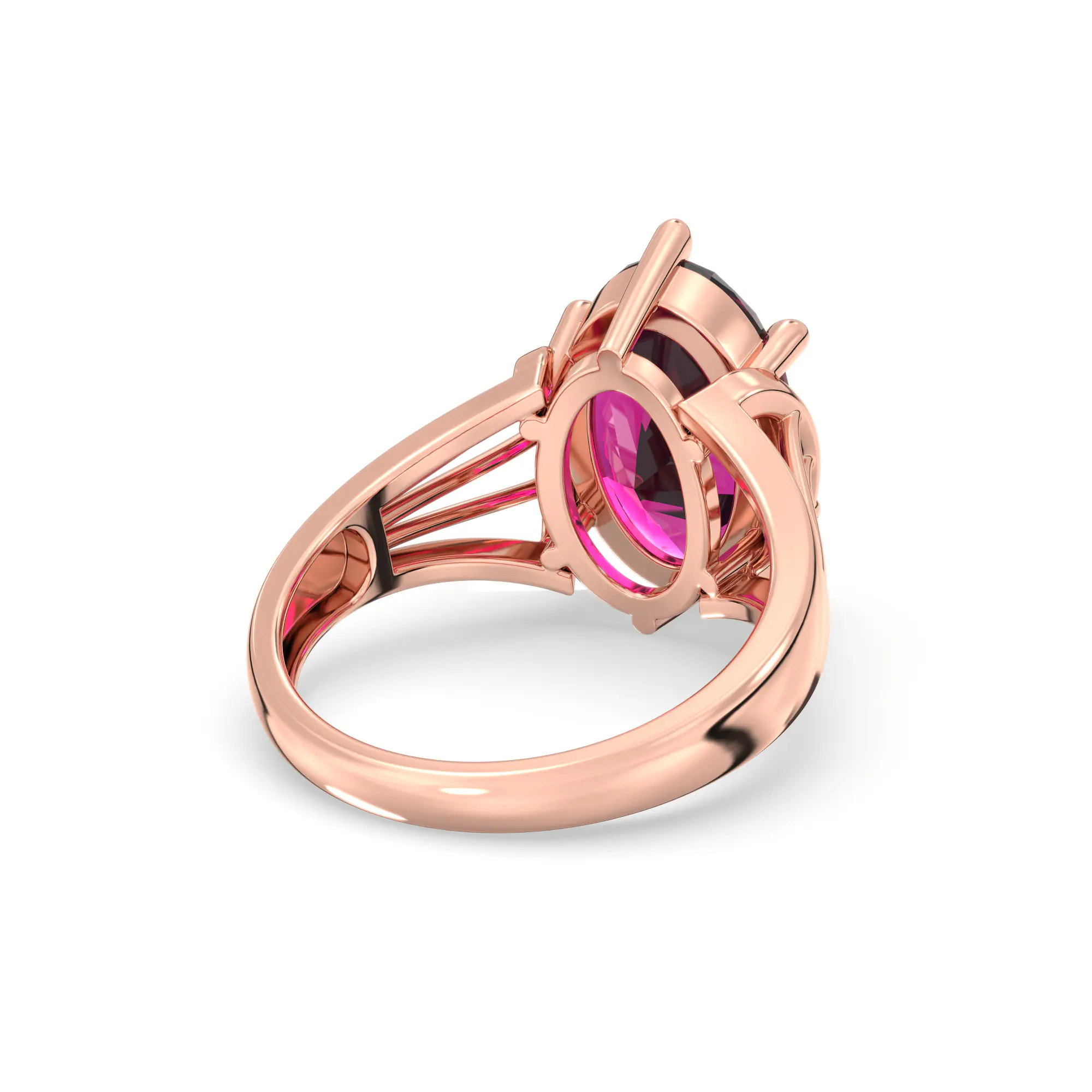Ruby (Manik) Ring for Women in 18K Rose Gold – Oval 13x8 mm, Prong Setting, 6 g (Design K17B-7) thumbnail