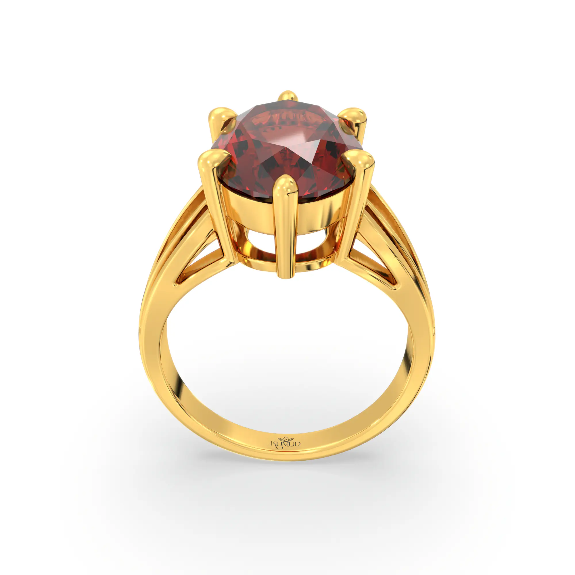 Hessonite (Gomed) Ring for Women in 22K Yellow Gold – Oval 13x8 mm, Prong Setting, 7 g (Design K17B-8) thumbnail