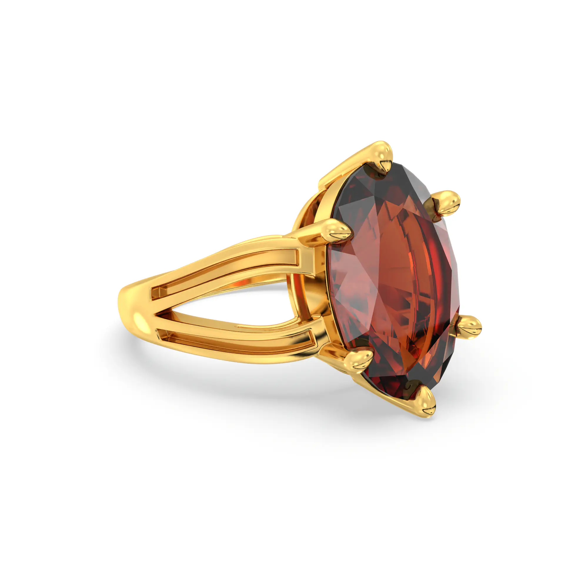 Hessonite (Gomed) Ring for Women in 22K Yellow Gold – Oval 13x8 mm, Prong Setting, 7 g (Design K17B-8) thumbnail