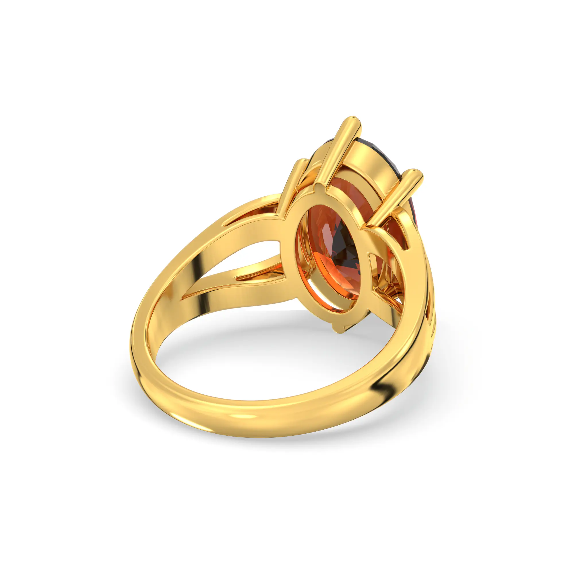 Hessonite (Gomed) Ring for Women in 22K Yellow Gold – Oval 13x8 mm, Prong Setting, 7 g (Design K17B-8) thumbnail