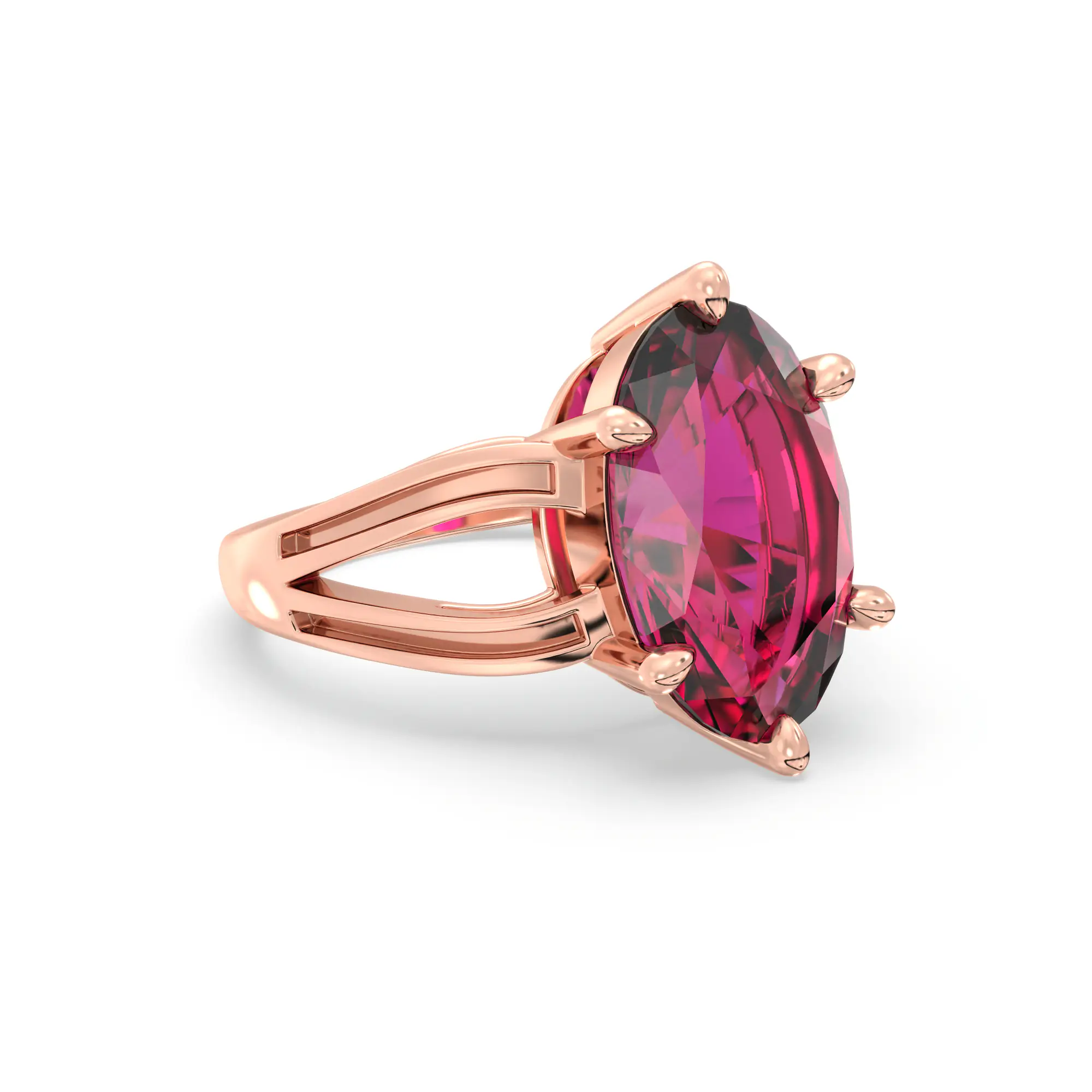 Ruby (Manik) Ring for Women in 18K Rose Gold – Oval 13x8 mm, Prong Setting, 7 g (Design K17B-8) thumbnail