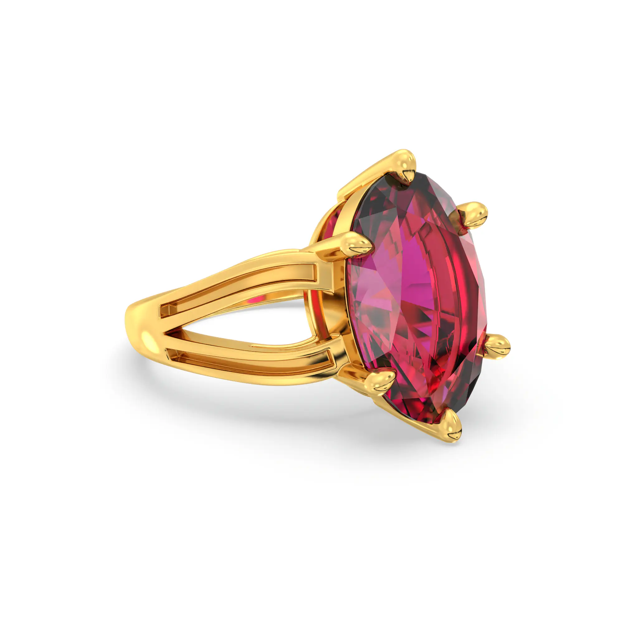 Ruby (Manik) Ring for Women in 22K Yellow Gold – Oval 13x8 mm, Prong Setting, 7 g (Design K17B-8) thumbnail