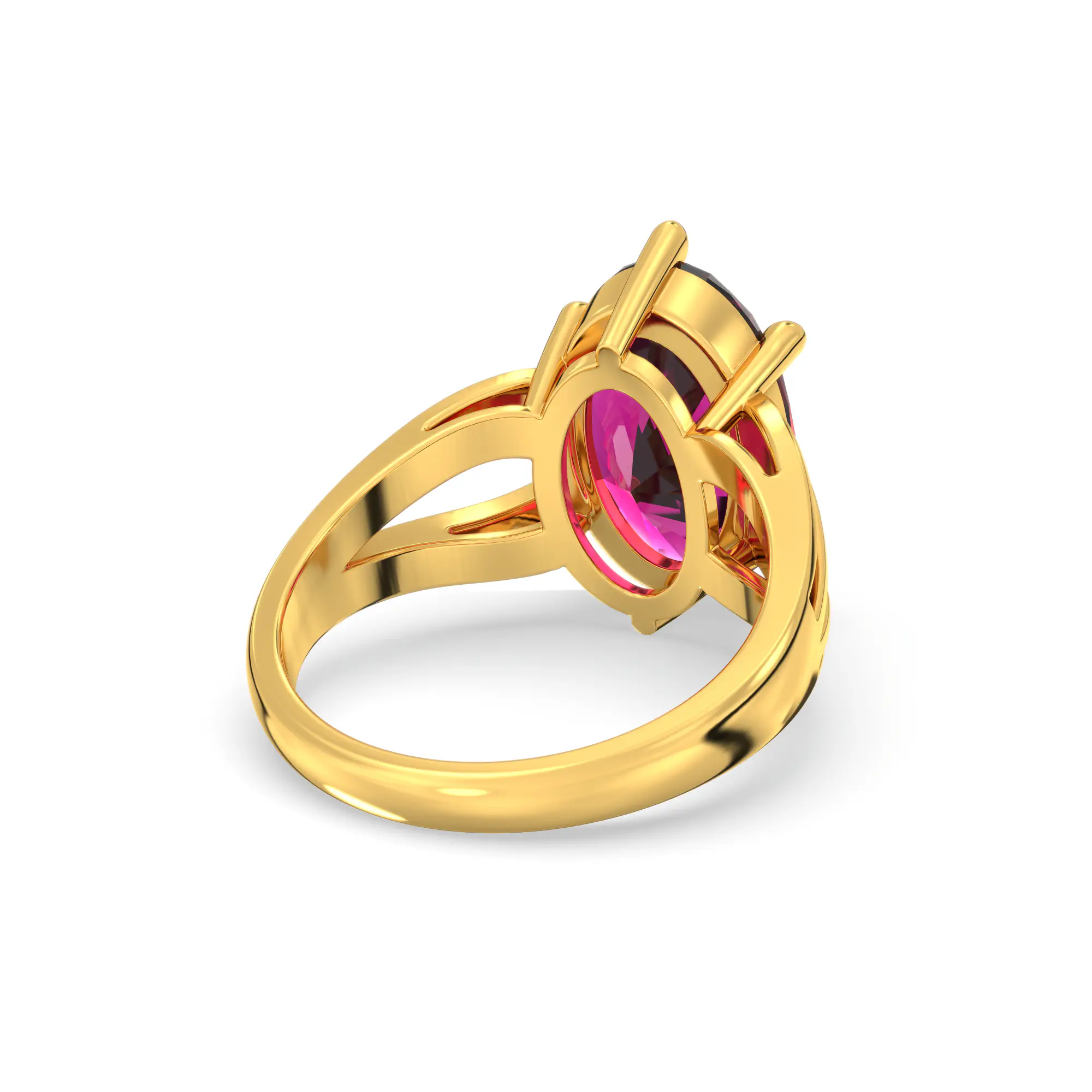 Ruby (Manik) Ring for Women in 22K Yellow Gold – Oval 13x8 mm, Prong Setting, 7 g (Design K17B-8) thumbnail