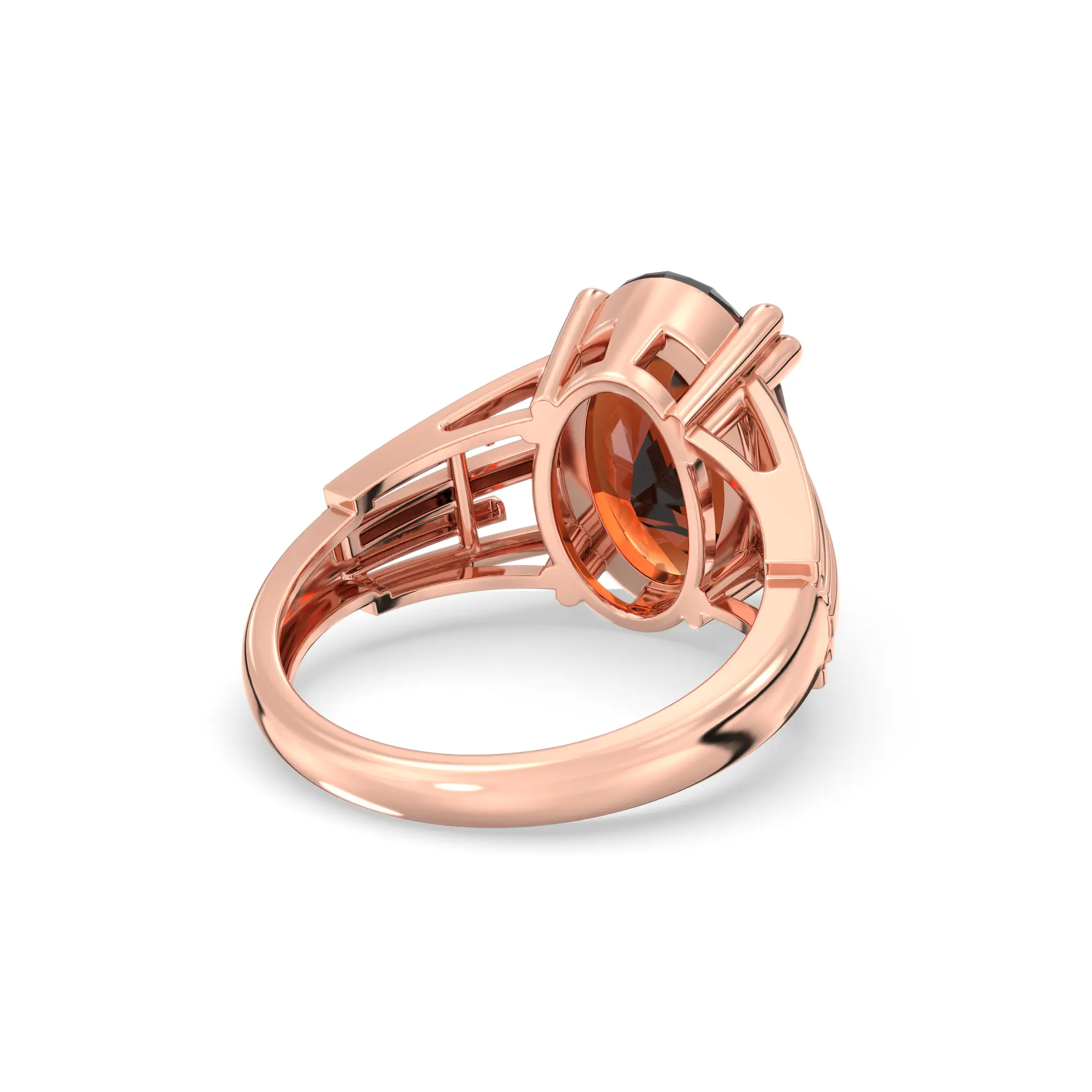 Hessonite (Gomed) Ring for Women in 18K Rose Gold – Oval 13x8 mm, Prong Setting, 6 g (Design K17B-9) thumbnail