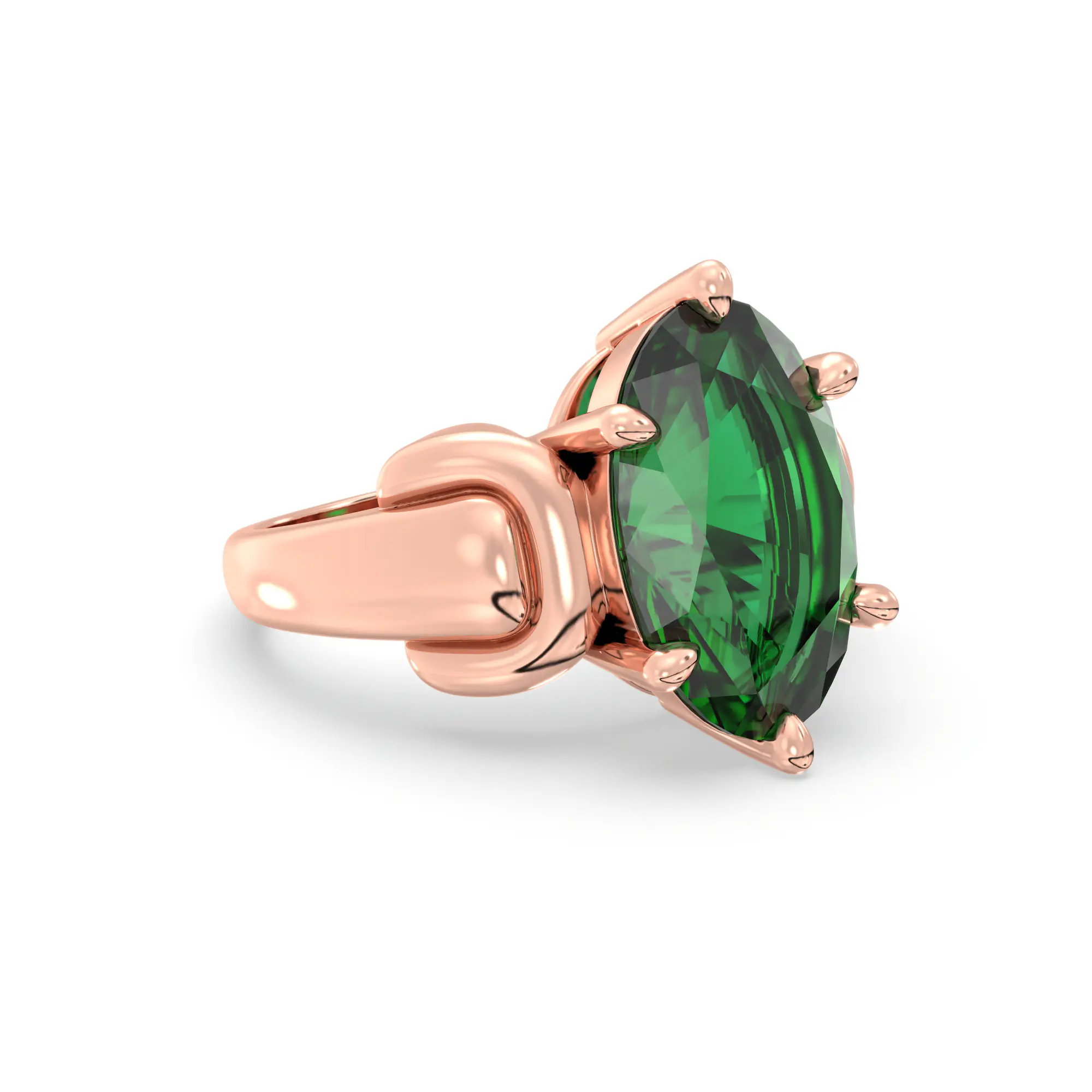 Emerald (Panna) Ring for Women in 18K Rose Gold – Oval 13x8 mm, Prong Setting, 7 g (Design K17B-10) thumbnail