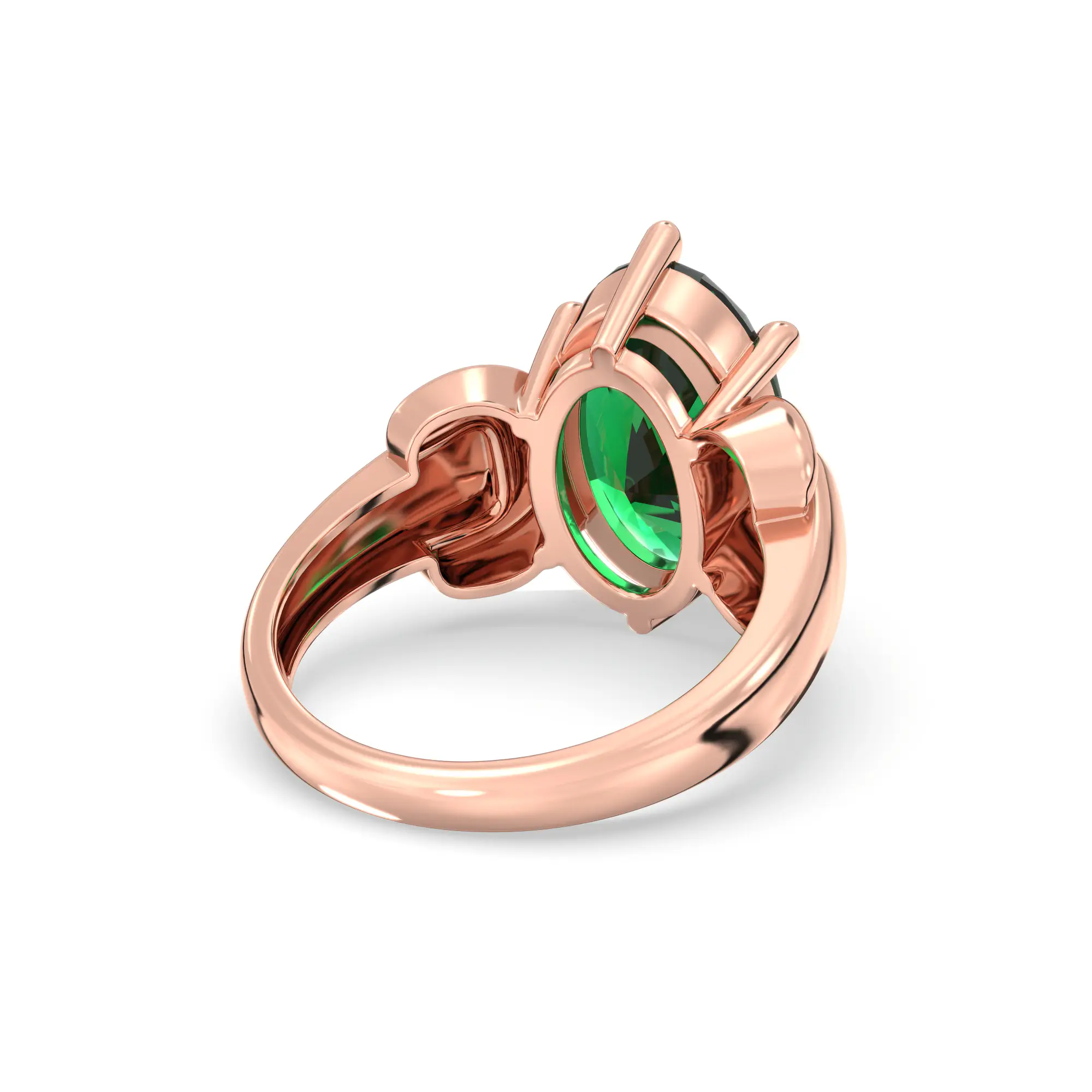Emerald (Panna) Ring for Women in 18K Rose Gold – Oval 13x8 mm, Prong Setting, 7 g (Design K17B-10) thumbnail