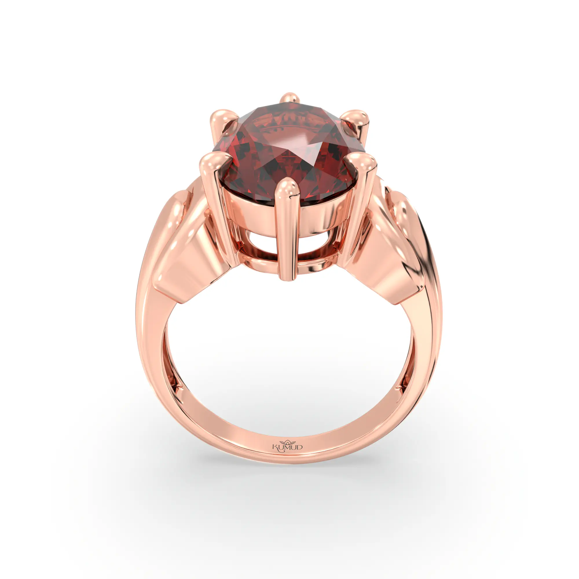 Hessonite (Gomed) Ring for Women in 18K Rose Gold – Oval 13x8 mm, Prong Setting, 7 g (Design K17B-10) thumbnail