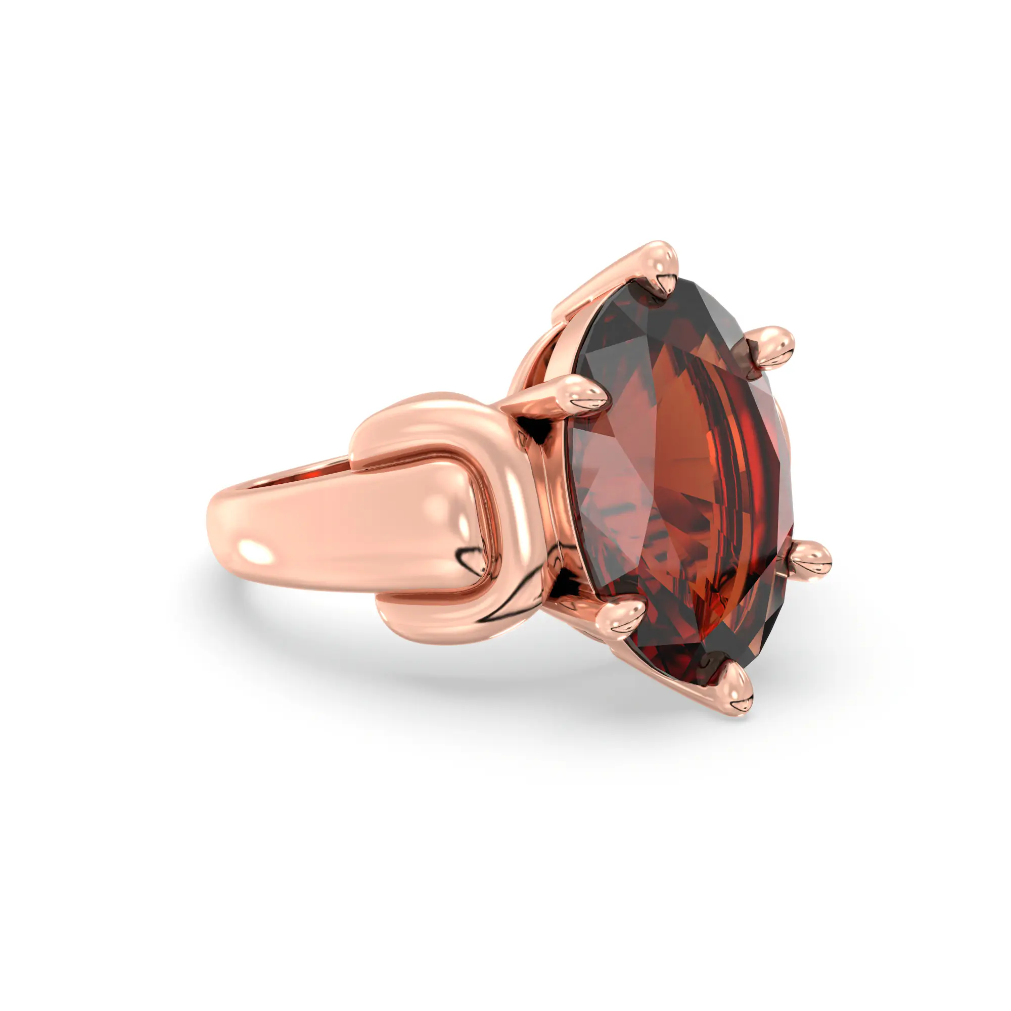 Hessonite (Gomed) Ring for Women in 18K Rose Gold – Oval 13x8 mm, Prong Setting, 7 g (Design K17B-10) thumbnail