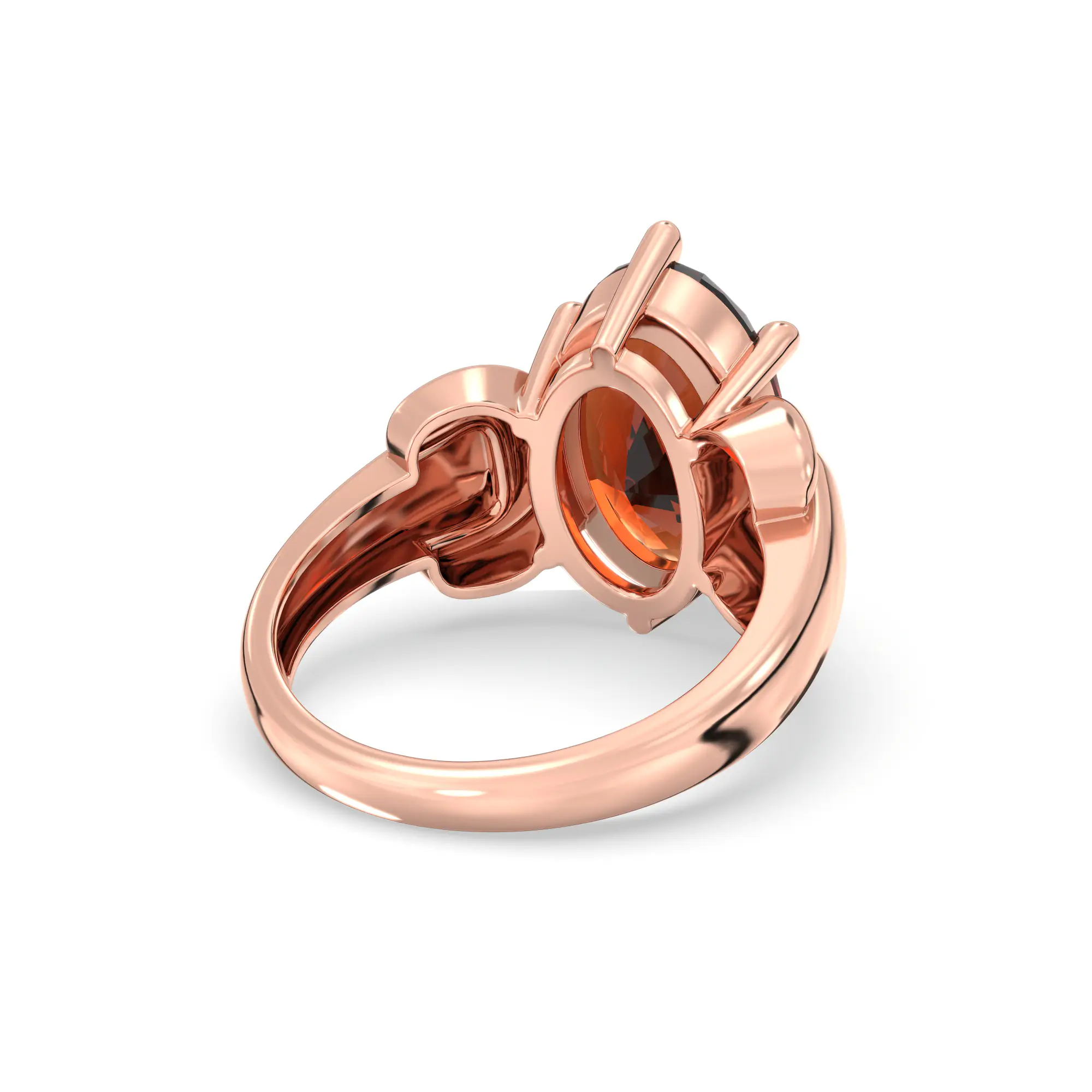 Hessonite (Gomed) Ring for Women in 18K Rose Gold – Oval 13x8 mm, Prong Setting, 7 g (Design K17B-10) thumbnail