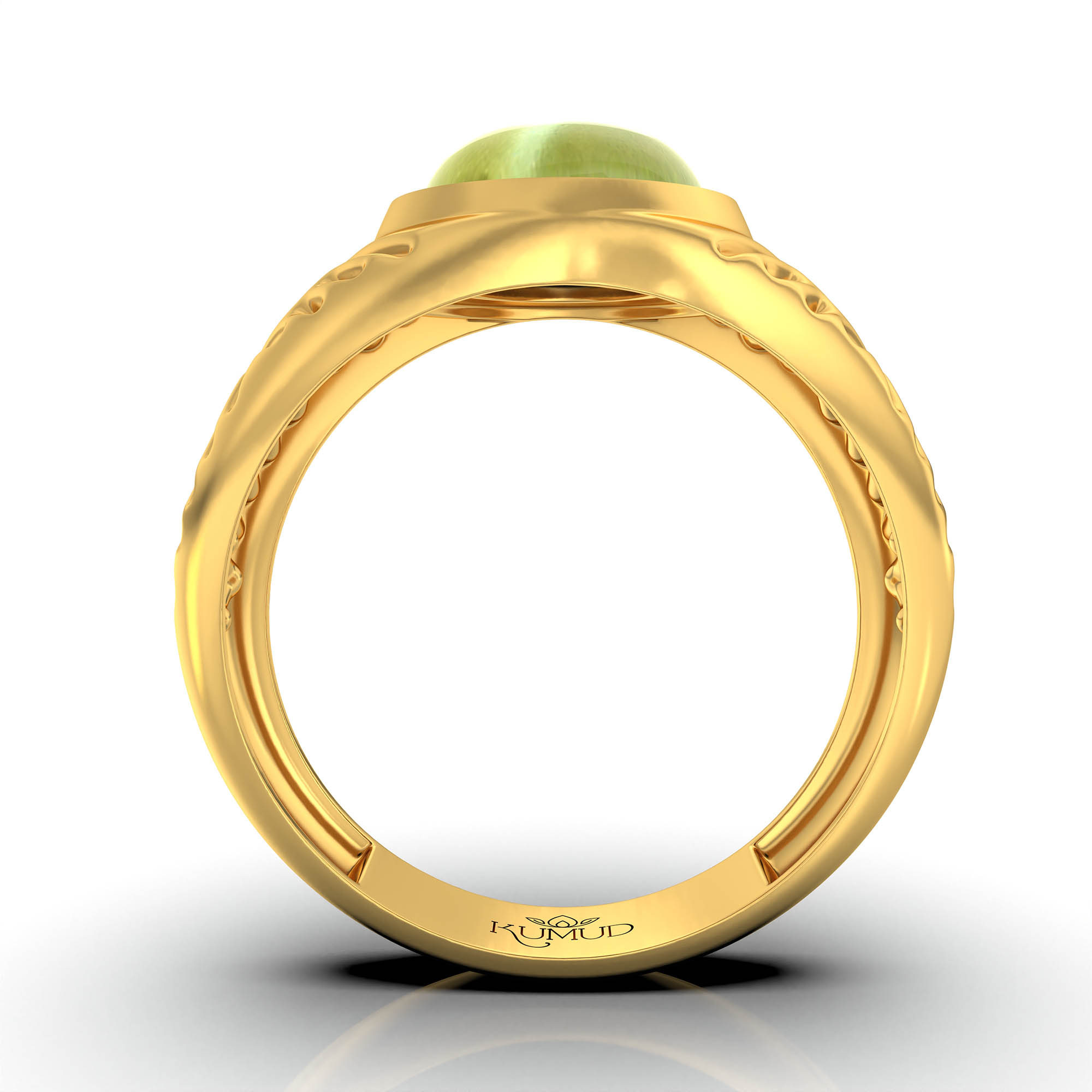 Cat's Eye (Lehsunia) Antique Ring for Men in 22K Yellow Gold – Oval Cabochon 11x9 mm, Bezel Setting, 8 g (Design KA-1) thumbnail