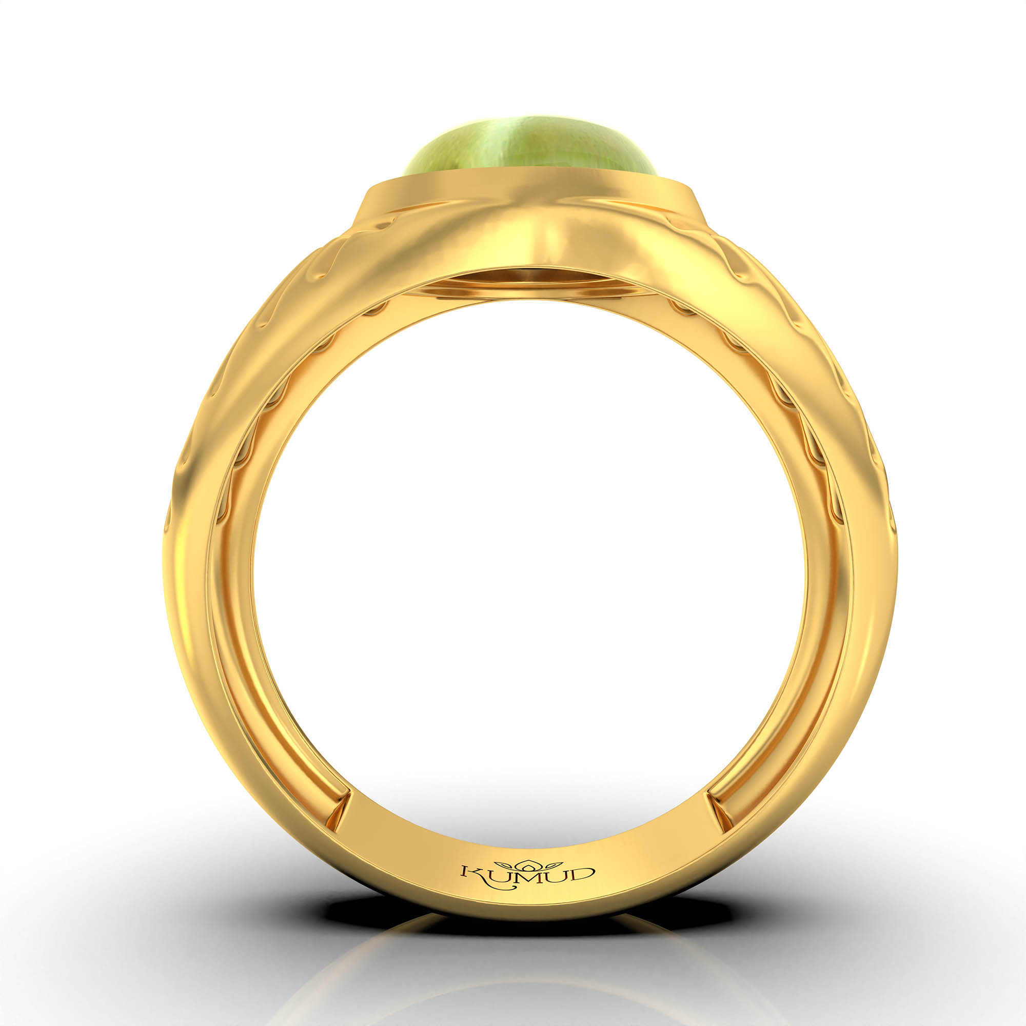Cat's Eye (Lehsunia) Antique Ring for Men in 22K Yellow Gold – Oval Cabochon 11x9 mm, Bezel Setting, 8 g (Design KA-7) thumbnail