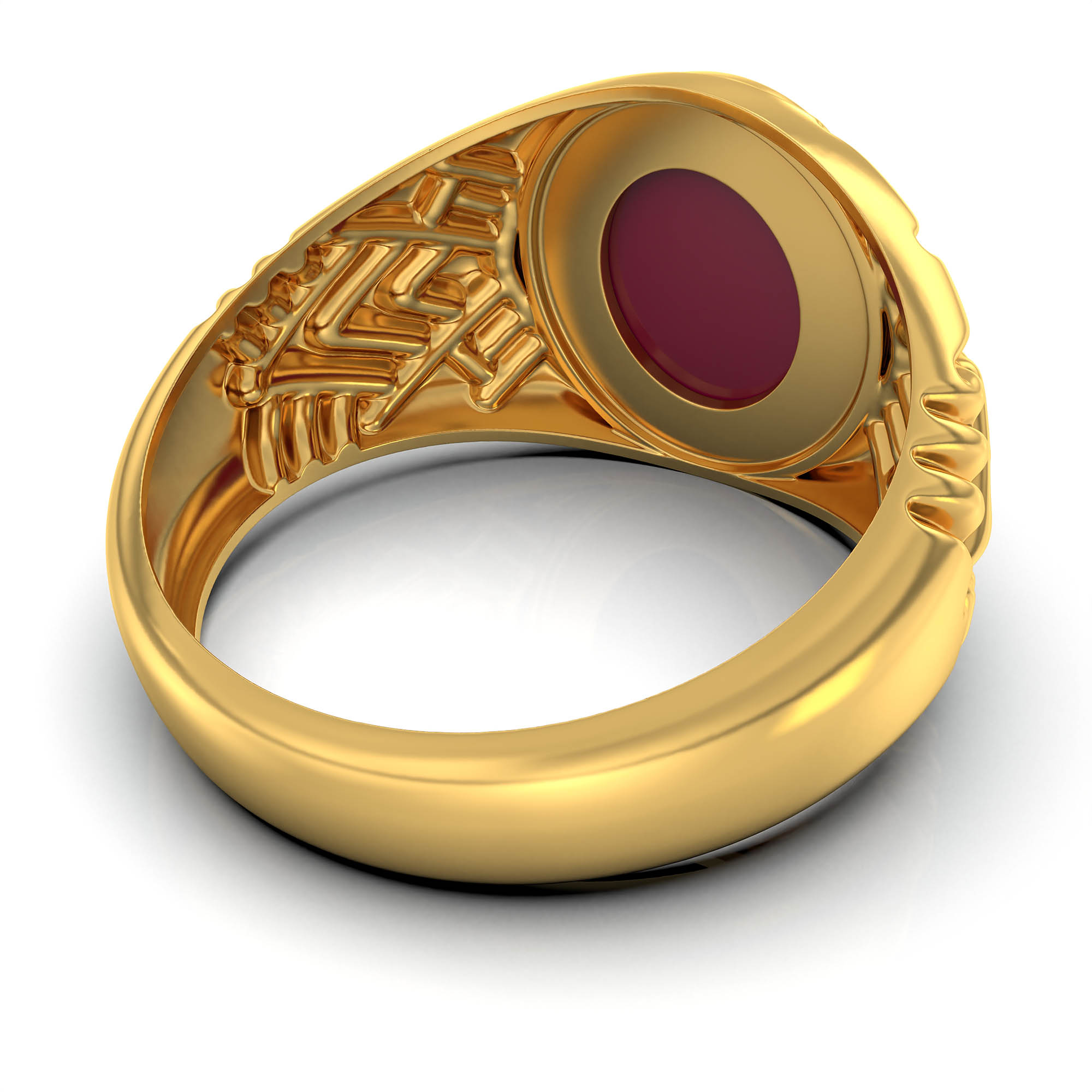 Ruby (Manik) Antique Ring for Men in 22K Yellow Gold – Oval Cabochon 11x9 mm, Bezel Setting, 8 g (Design KA-9) thumbnail