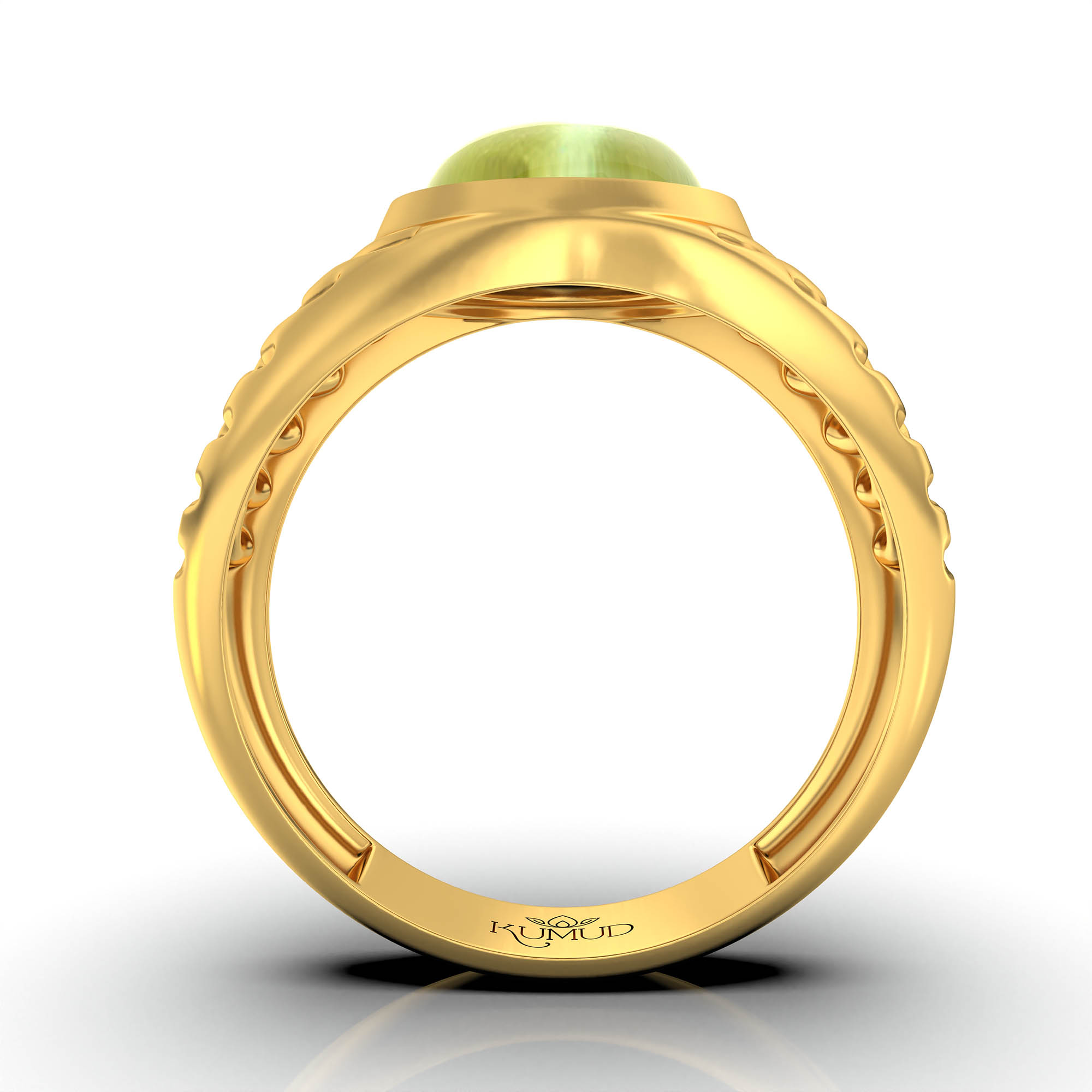 Cat's Eye (Lehsunia) Antique Ring for Men in 22K Yellow Gold – Oval Cabochon 11x9 mm, Bezel Setting, 8 g (Design KA-10) thumbnail