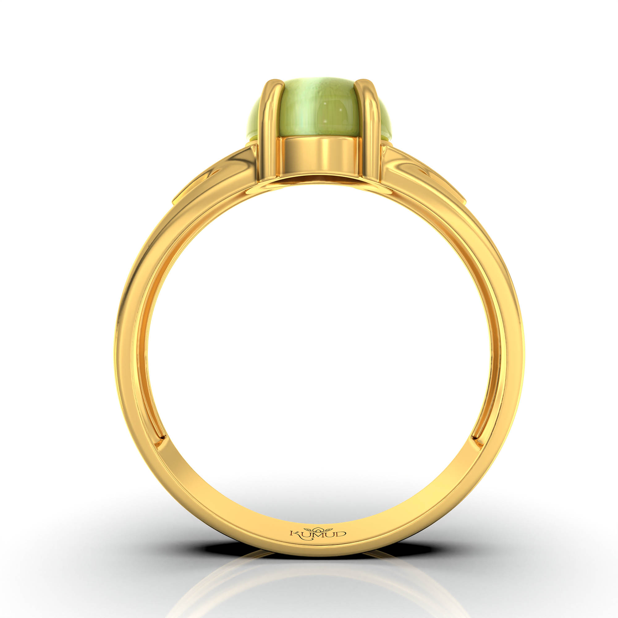 Cat's Eye (Lehsunia) Ring for Men in 22K Yellow Gold – Oval Cabochon 9x8 mm, Prong Setting, 4 g (Design KF-1) thumbnail