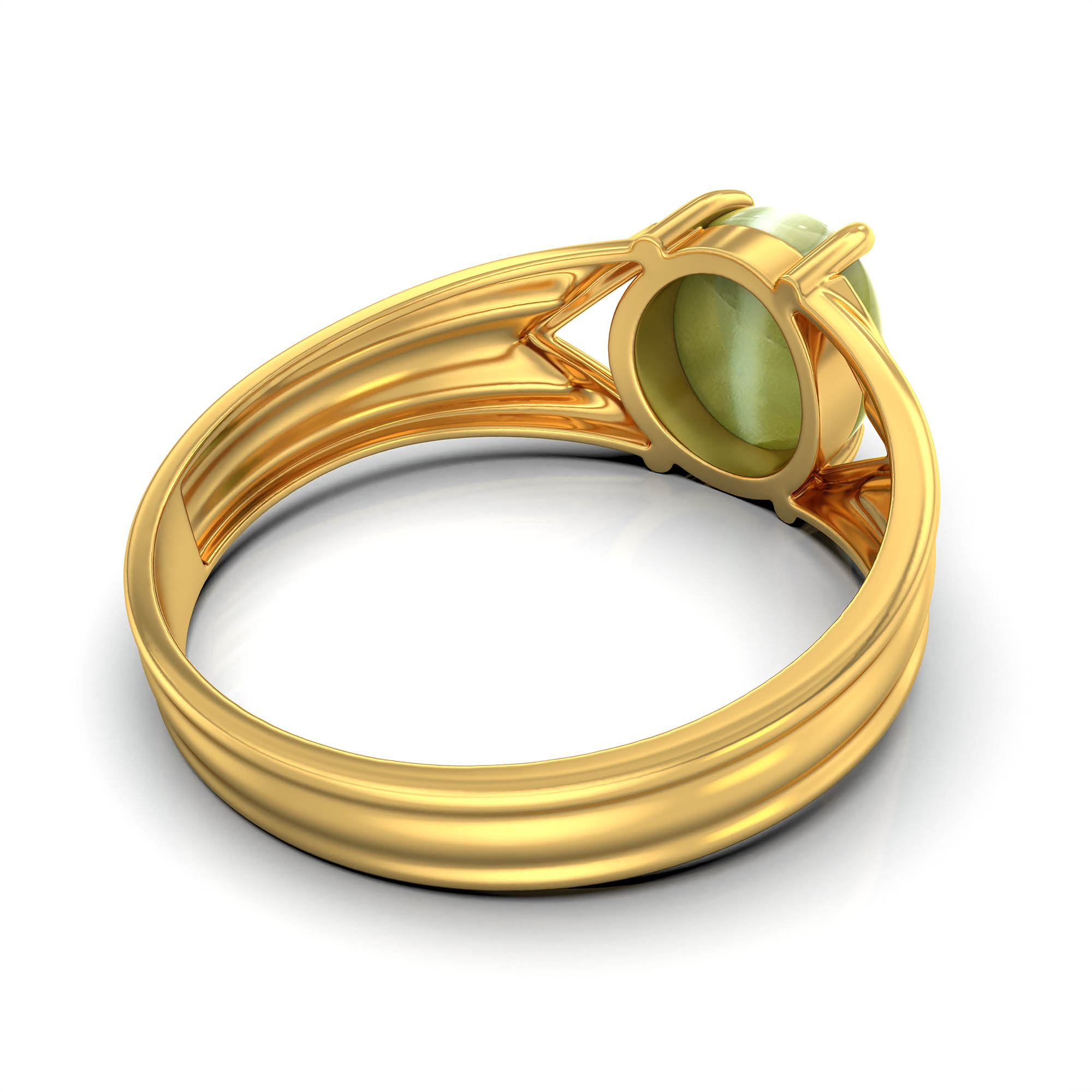 Cat's Eye (Lehsunia) Ring for Men in 22K Yellow Gold – Oval Cabochon 9x8 mm, Prong Setting, 4 g (Design KF-1) thumbnail