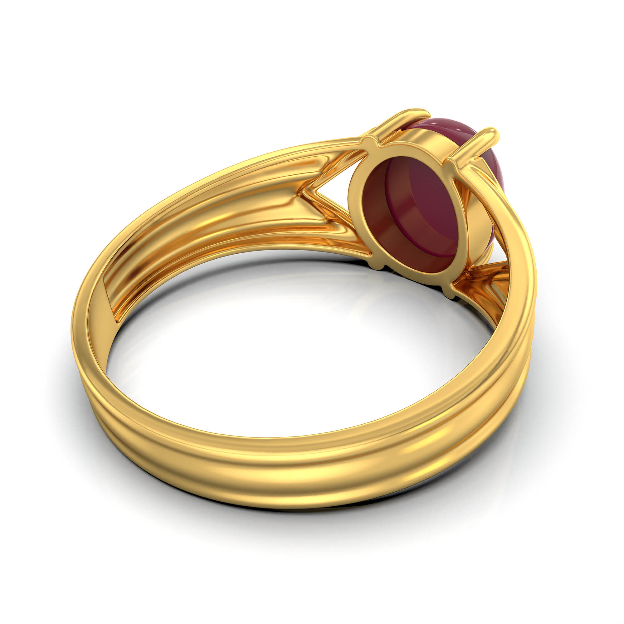 Ruby (Manik) Ring for Men in 22K Yellow Gold – Oval Cabochon 9x8 mm, Prong Setting, 4 g (Design KF-1) thumbnail