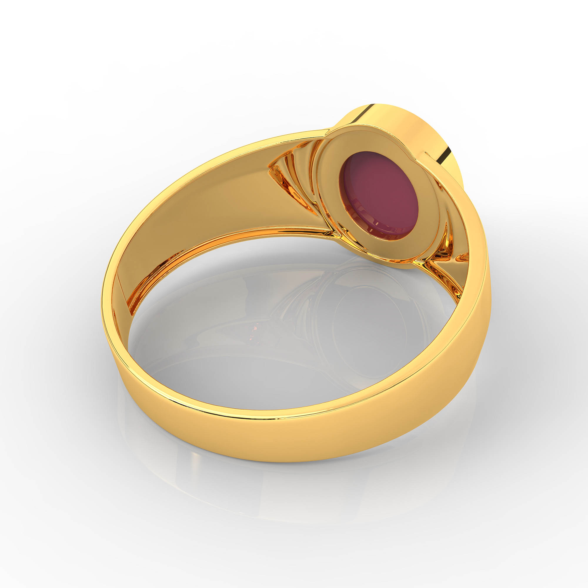 Ruby (Manik) Ring for Men in 22K Yellow Gold – Oval Cabochon 9x8 mm, Bezel Setting, 4 g (Design KF-4) thumbnail