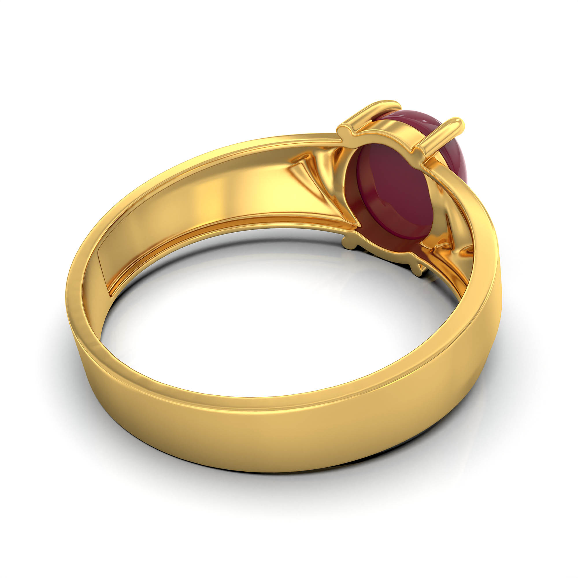 Ruby (Manik) Ring for Men in 22K Yellow Gold – Oval Cabochon 9x8 mm, Prong Setting, 4 g (Design KF-4) thumbnail