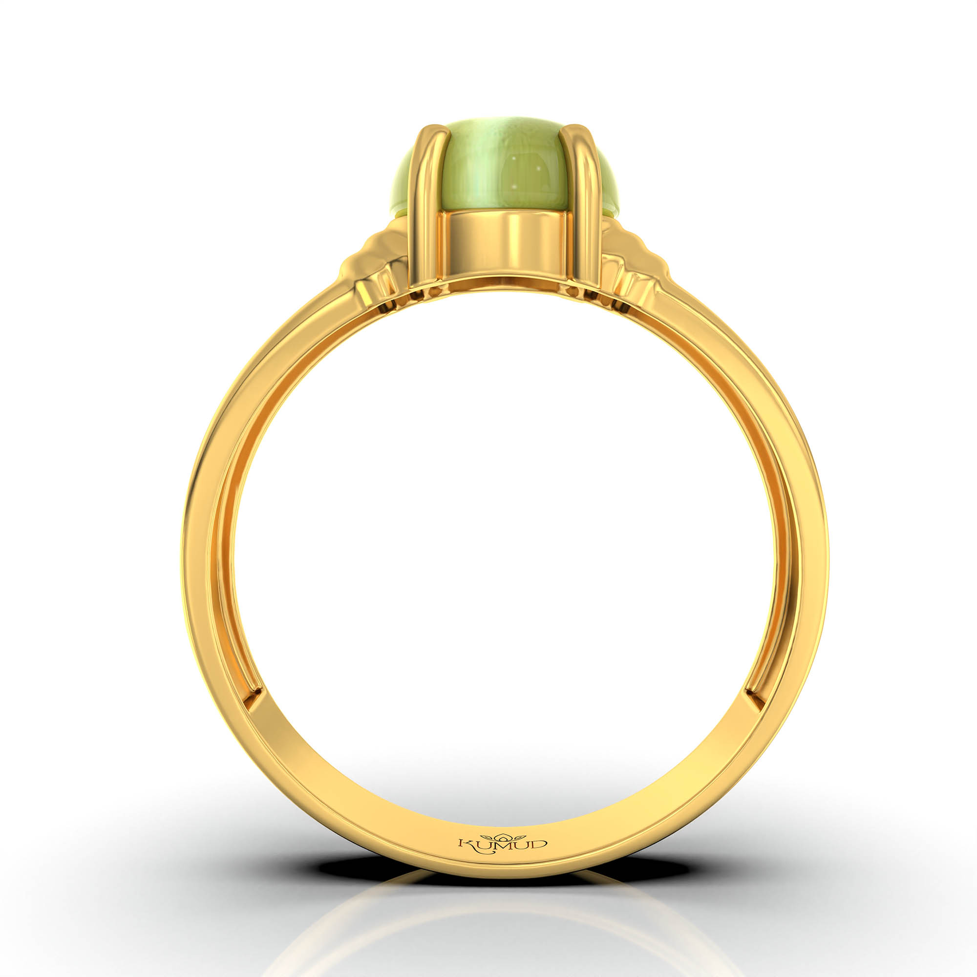Cat's Eye (Lehsunia) Ring for Men in 22K Yellow Gold – Oval Cabochon 9x8 mm, Prong Setting, 4 g (Design KF-5) thumbnail