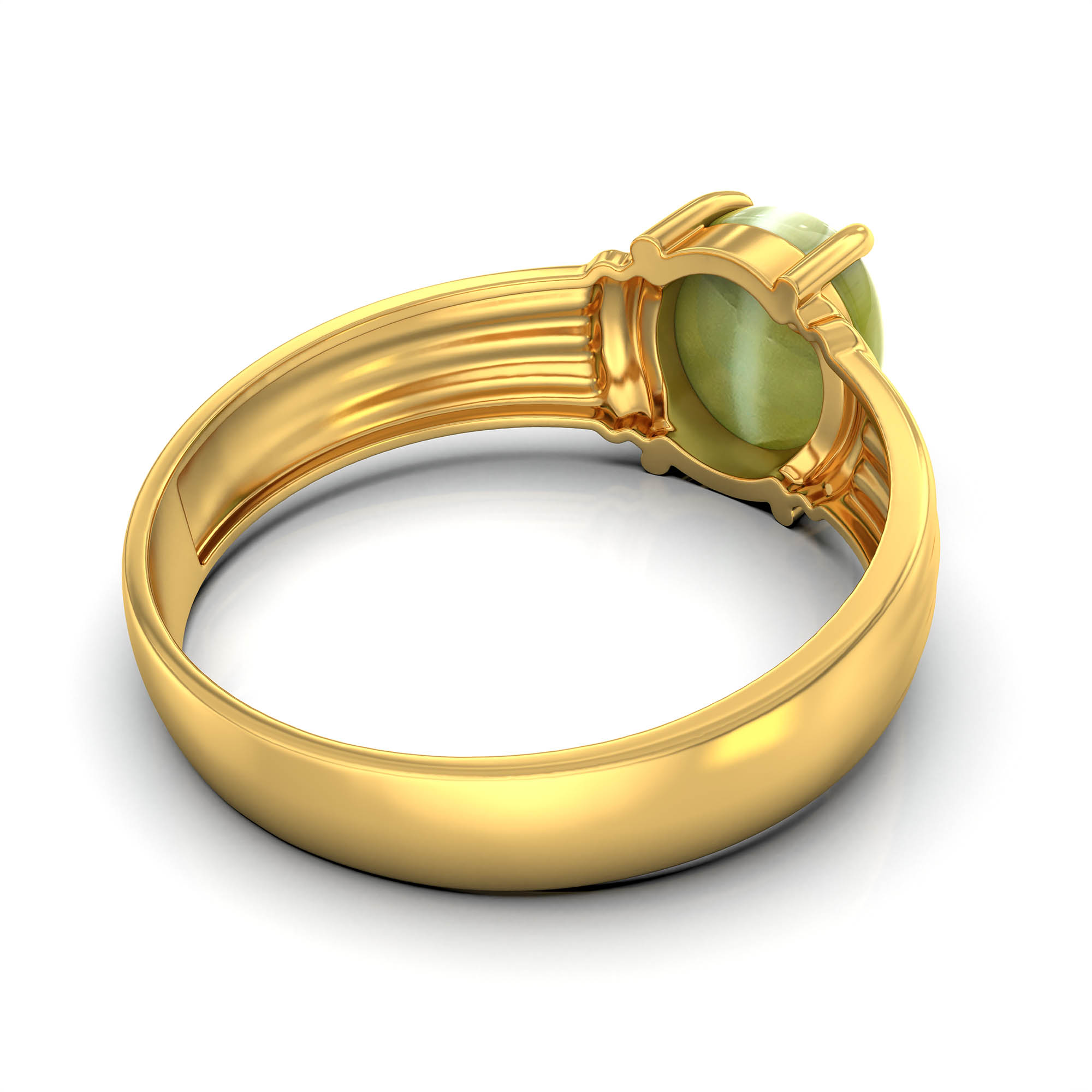Cat's Eye (Lehsunia) Ring for Men in 22K Yellow Gold – Oval Cabochon 9x8 mm, Prong Setting, 4 g (Design KF-5) thumbnail