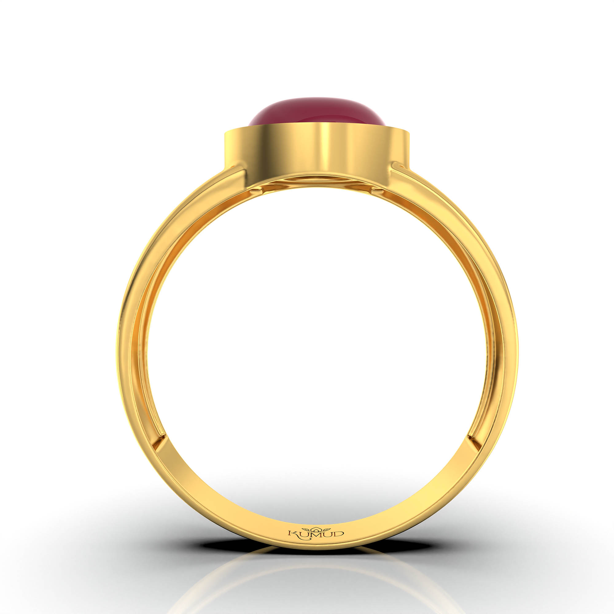 Ruby (Manik) Ring for Men in 22K Yellow Gold – Oval Cabochon 9x8 mm, Bezel Setting, 4 g (Design KF-6) thumbnail