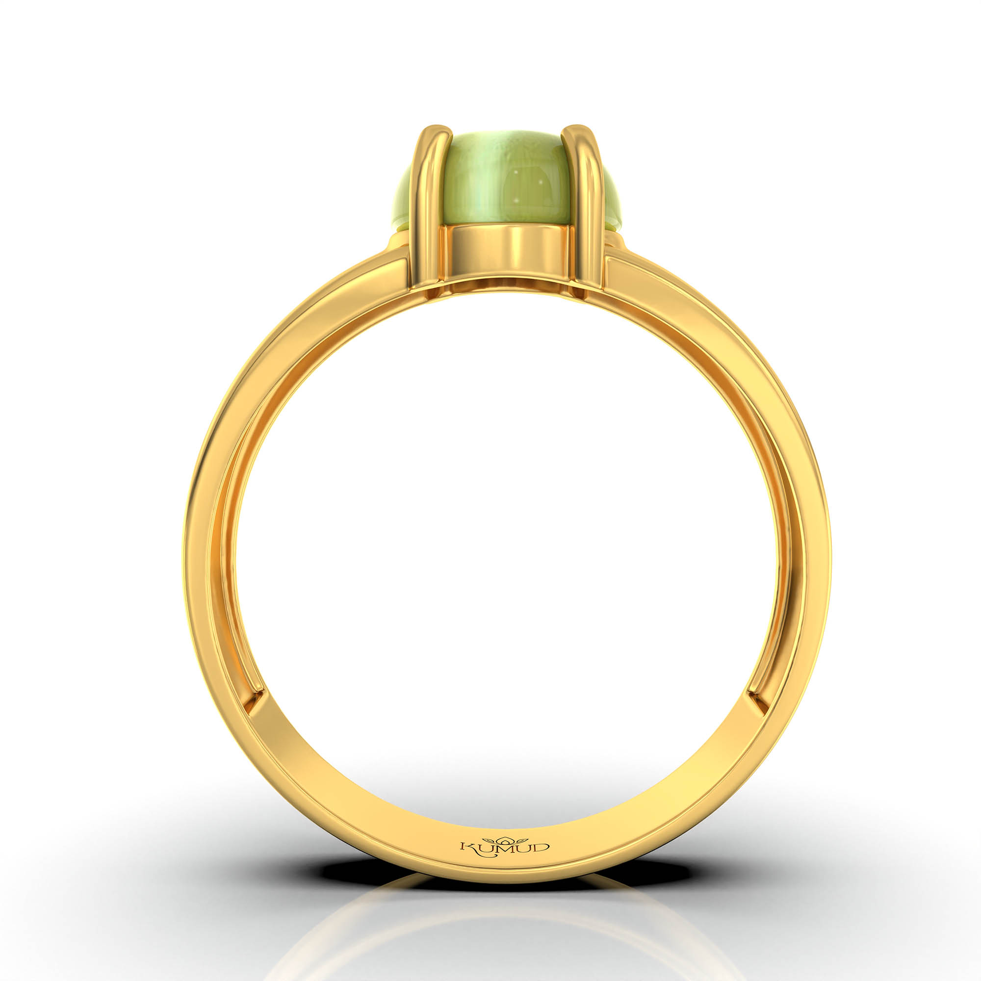 Cat's Eye (Lehsunia) Ring for Men in 22K Yellow Gold – Oval Cabochon 9x8 mm, Prong Setting, 4 g (Design KF-6) thumbnail