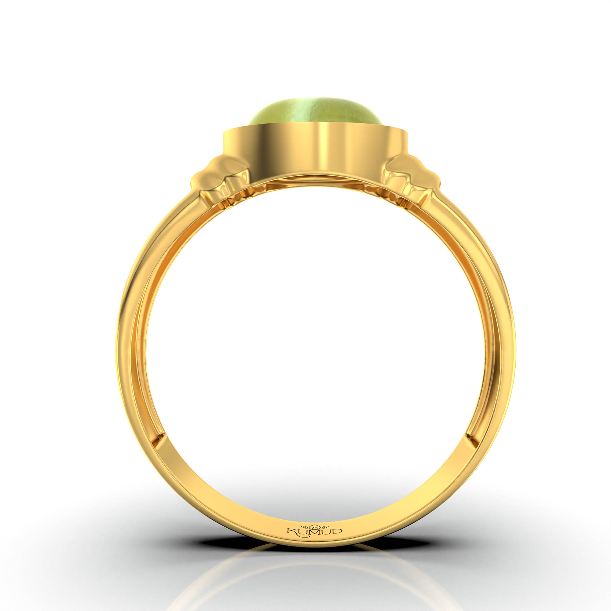 Cat's Eye (Lehsunia) Ring for Men in 22K Yellow Gold – Oval Cabochon 9x8 mm, Bezel Setting, 4 g (Design KF-8) thumbnail