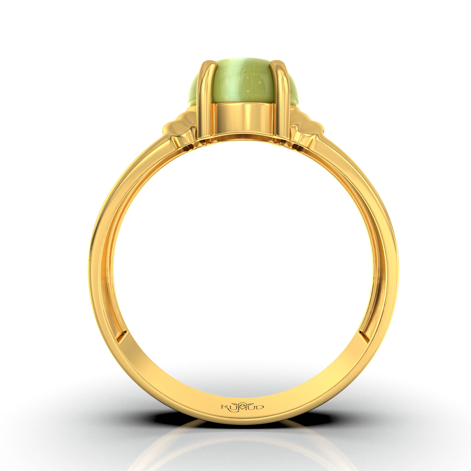 Cat's Eye (Lehsunia) Ring for Men in 22K Yellow Gold – Oval Cabochon 9x8 mm, Prong Setting, 4 g (Design KF-8) thumbnail